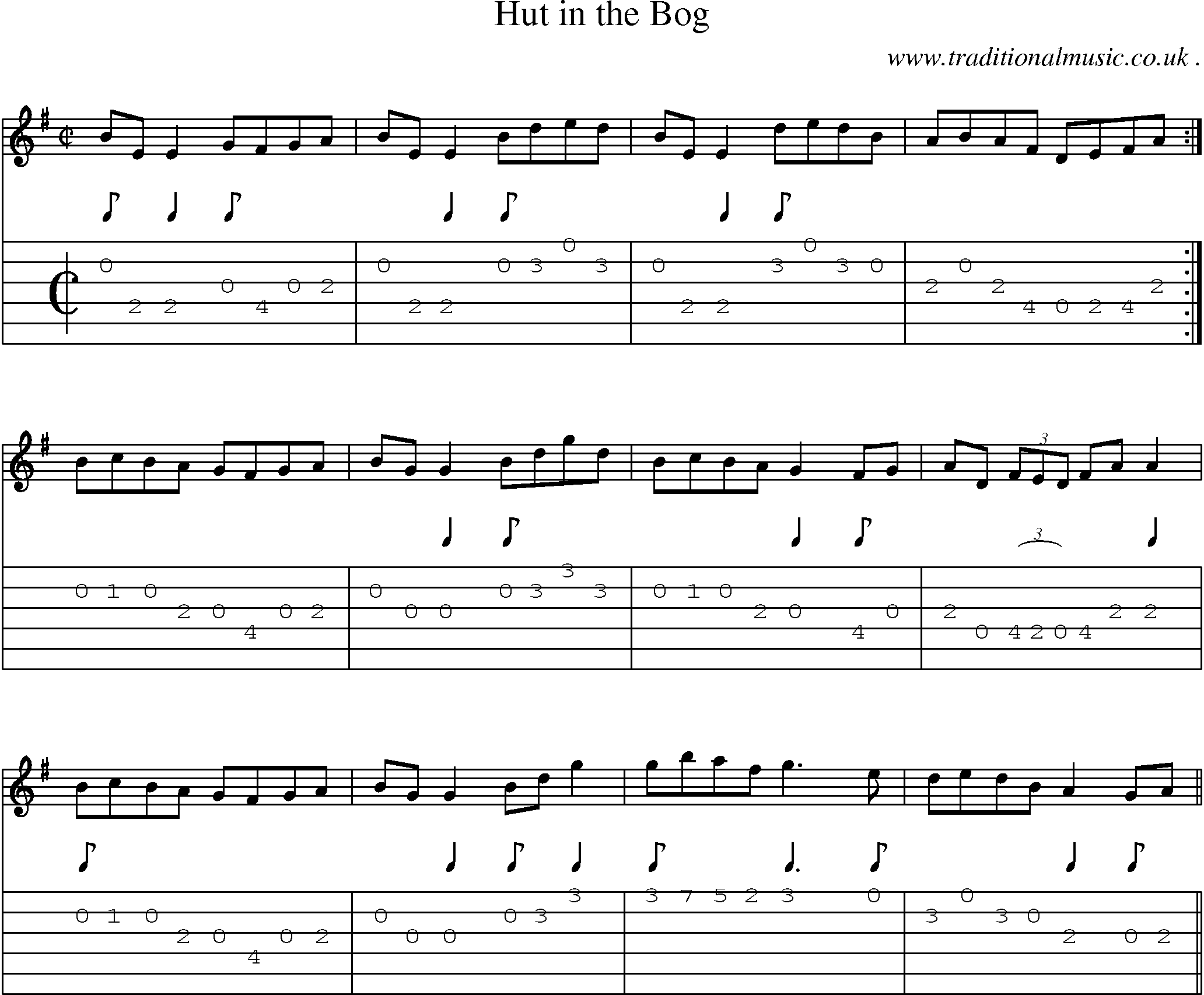 Sheet-Music and Guitar Tabs for Hut In The Bog