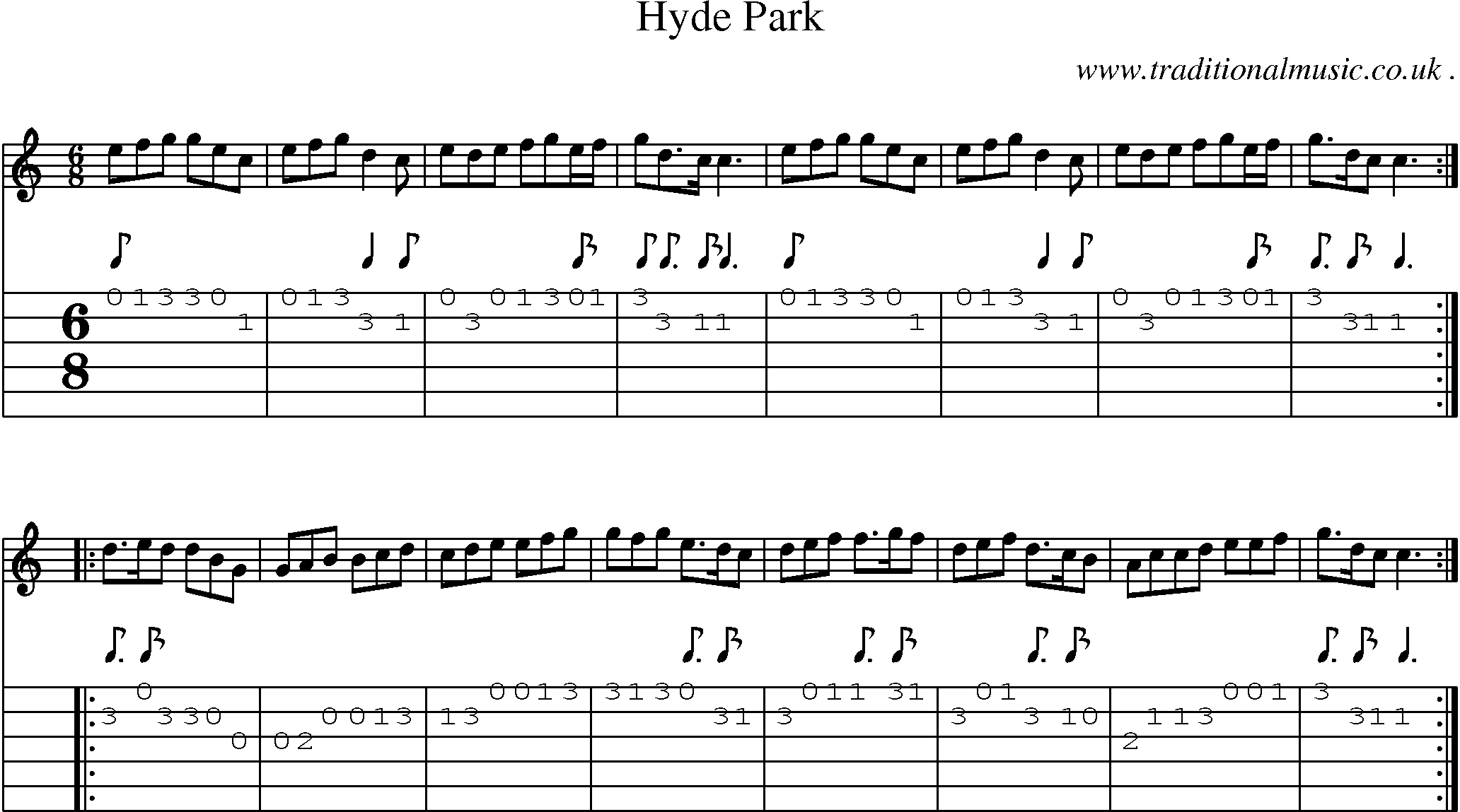 Sheet-Music and Guitar Tabs for Hyde Park