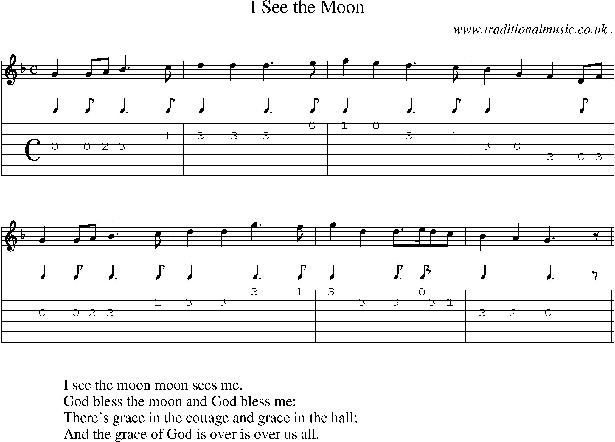 Sheet-Music and Guitar Tabs for I See The Moon