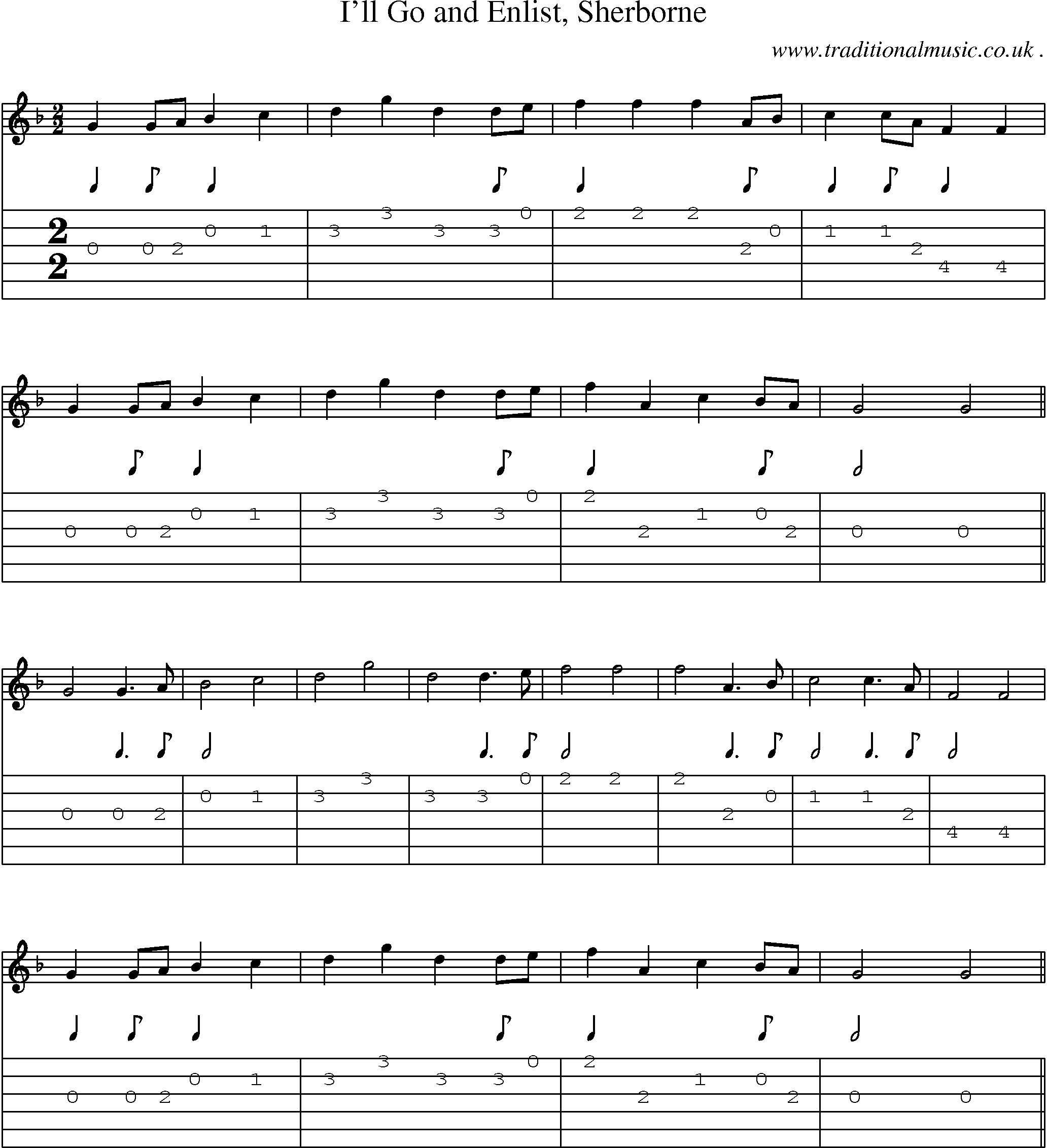 Sheet-Music and Guitar Tabs for Ill Go And Enlist Sherborne