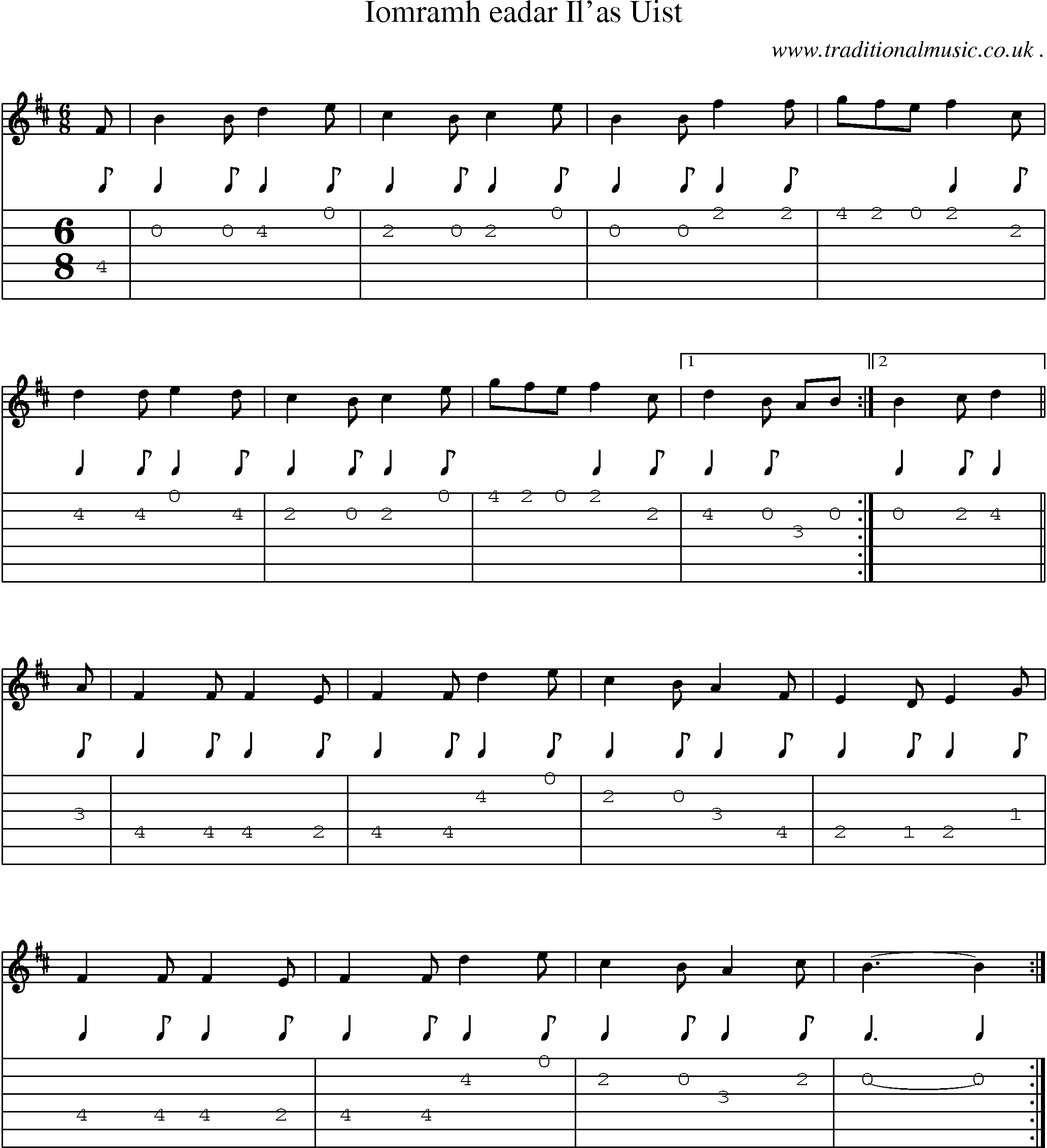Sheet-Music and Guitar Tabs for Iomramh Eadar Ilas Uist