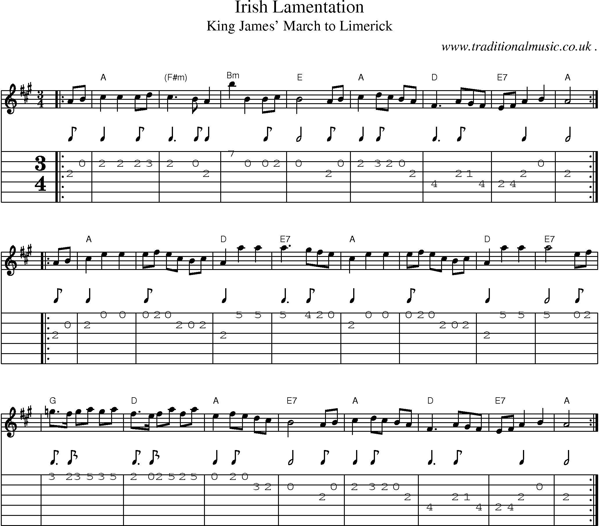 Sheet-Music and Guitar Tabs for Irish Lamentation