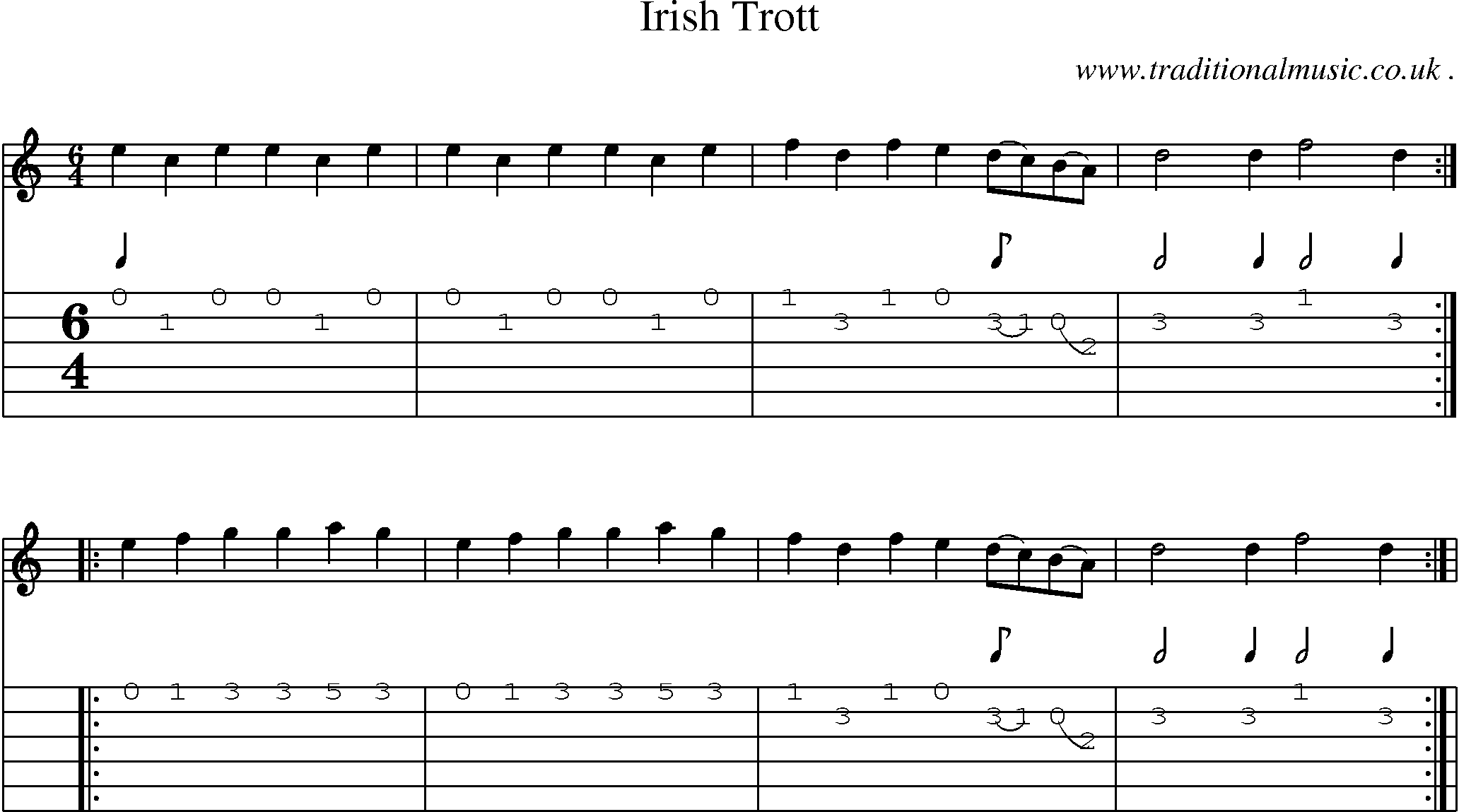 Sheet-Music and Guitar Tabs for Irish Trott