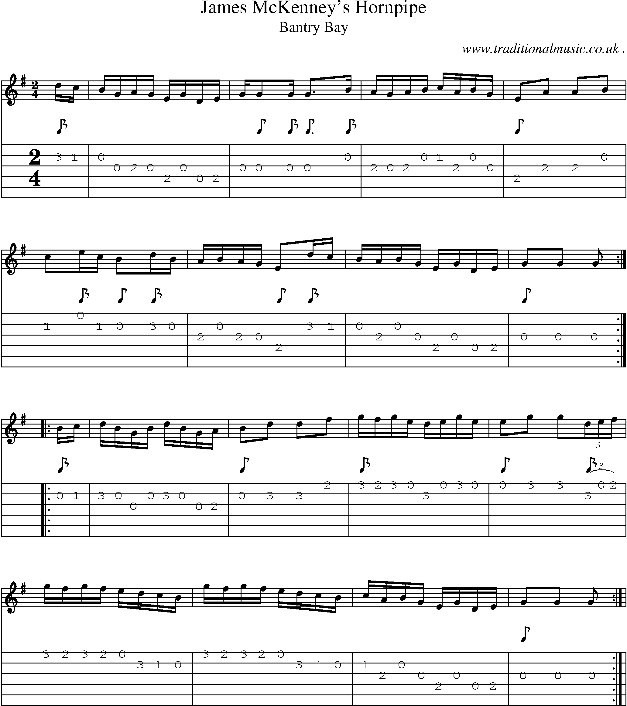 Sheet-Music and Guitar Tabs for James Mckenneys Hornpipe