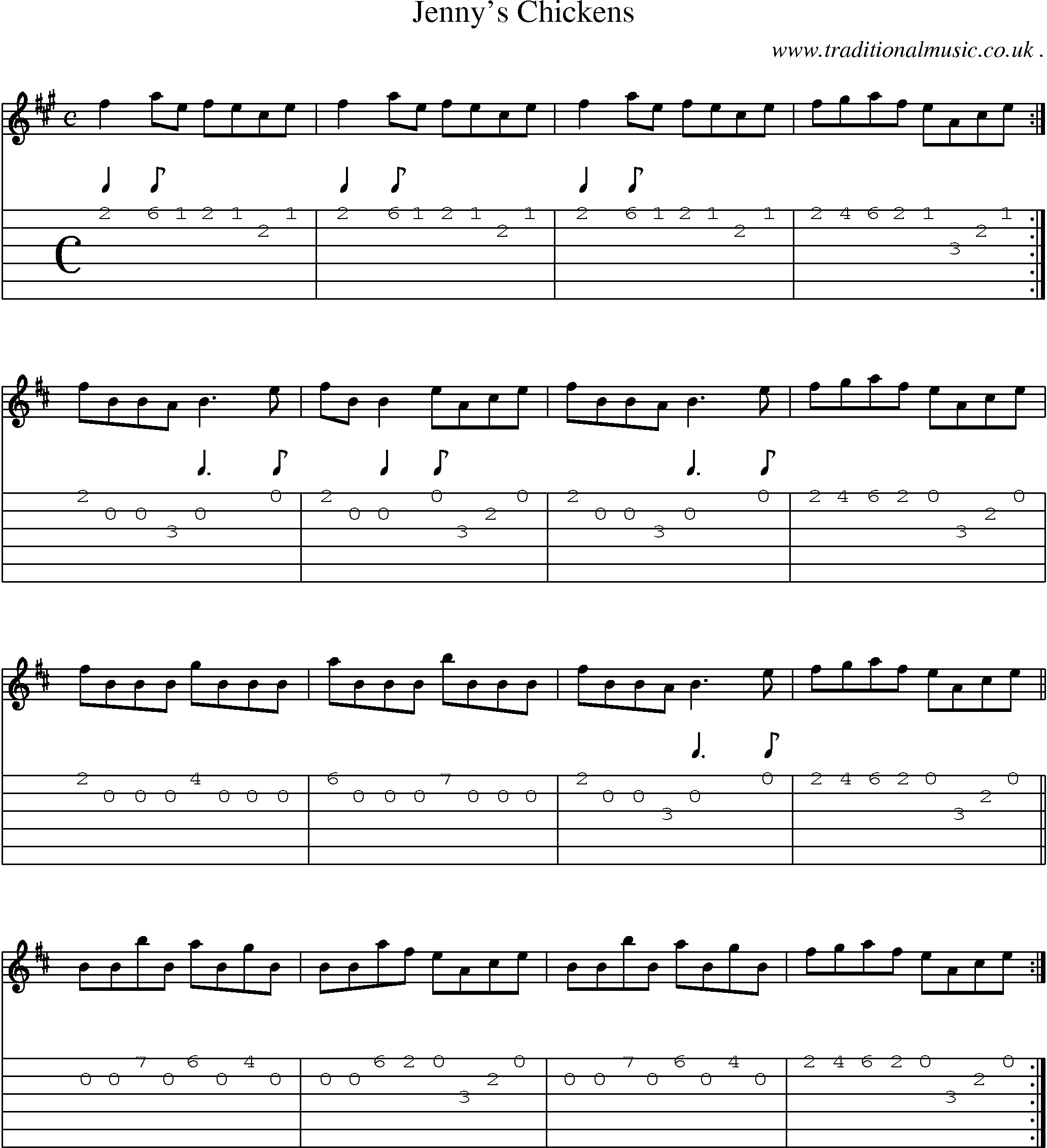 Sheet-Music and Guitar Tabs for Jennys Chickens