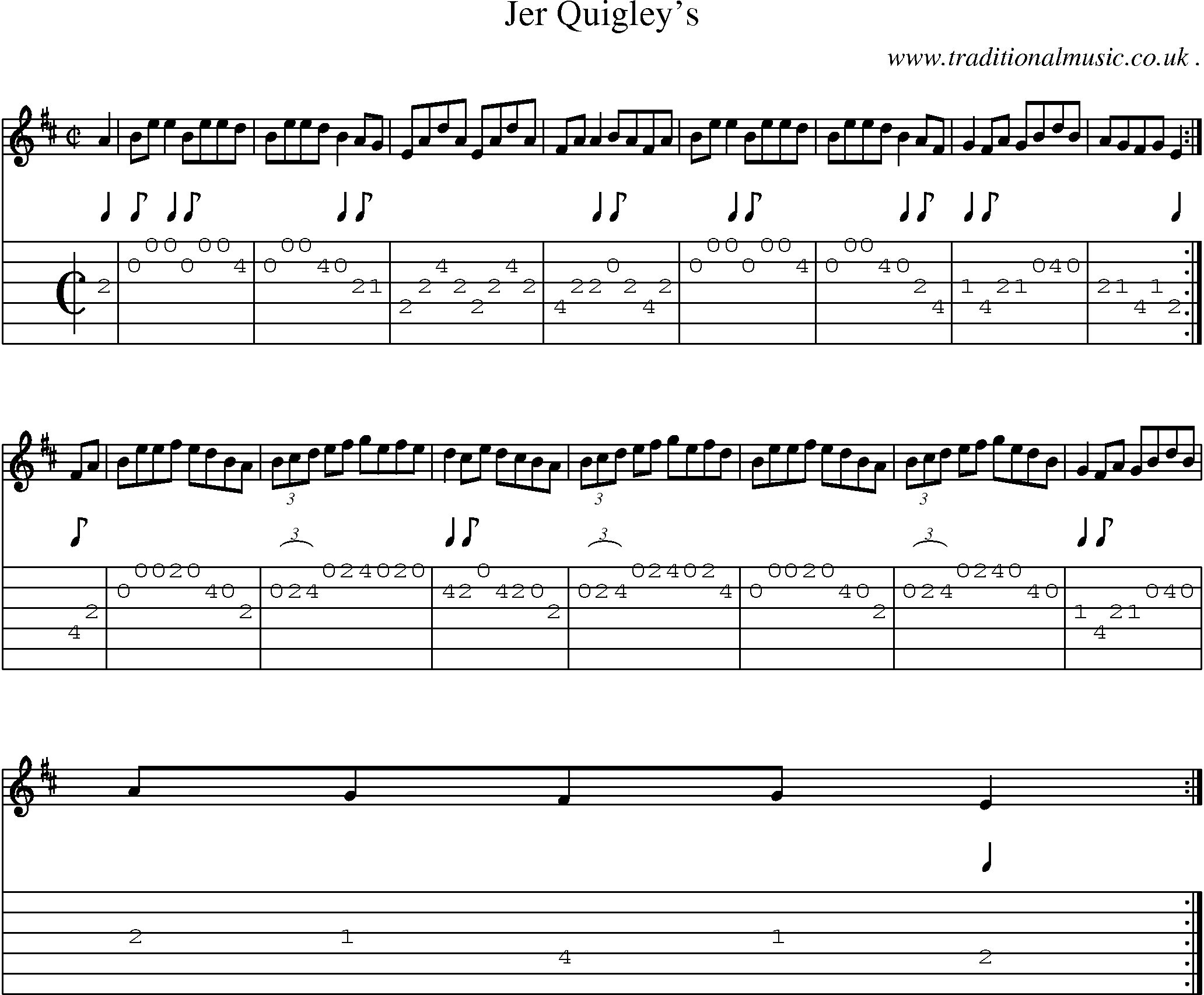 Sheet-Music and Guitar Tabs for Jer Quigleys
