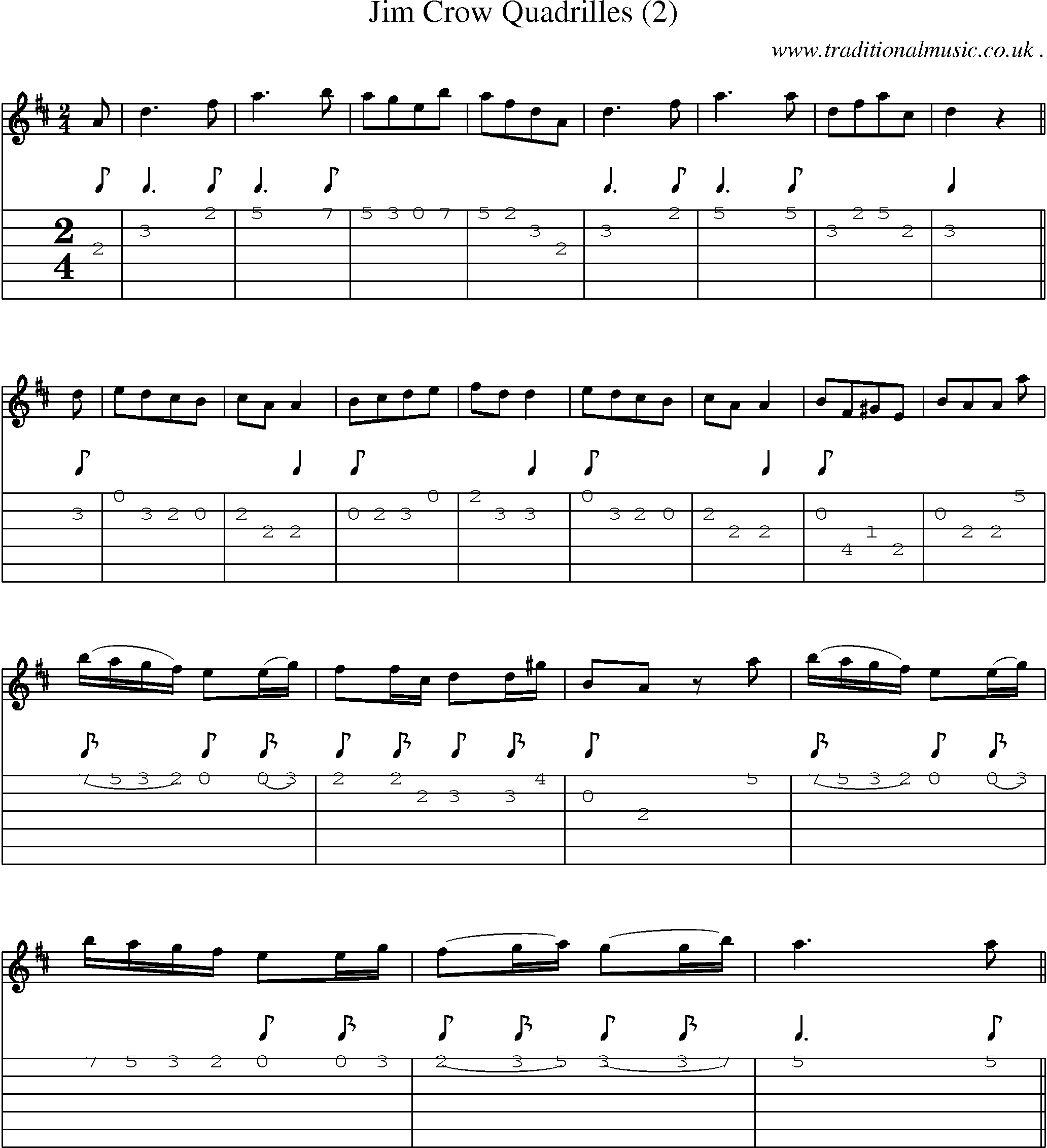 Sheet-Music and Guitar Tabs for Jim Crow Quadrilles (2)