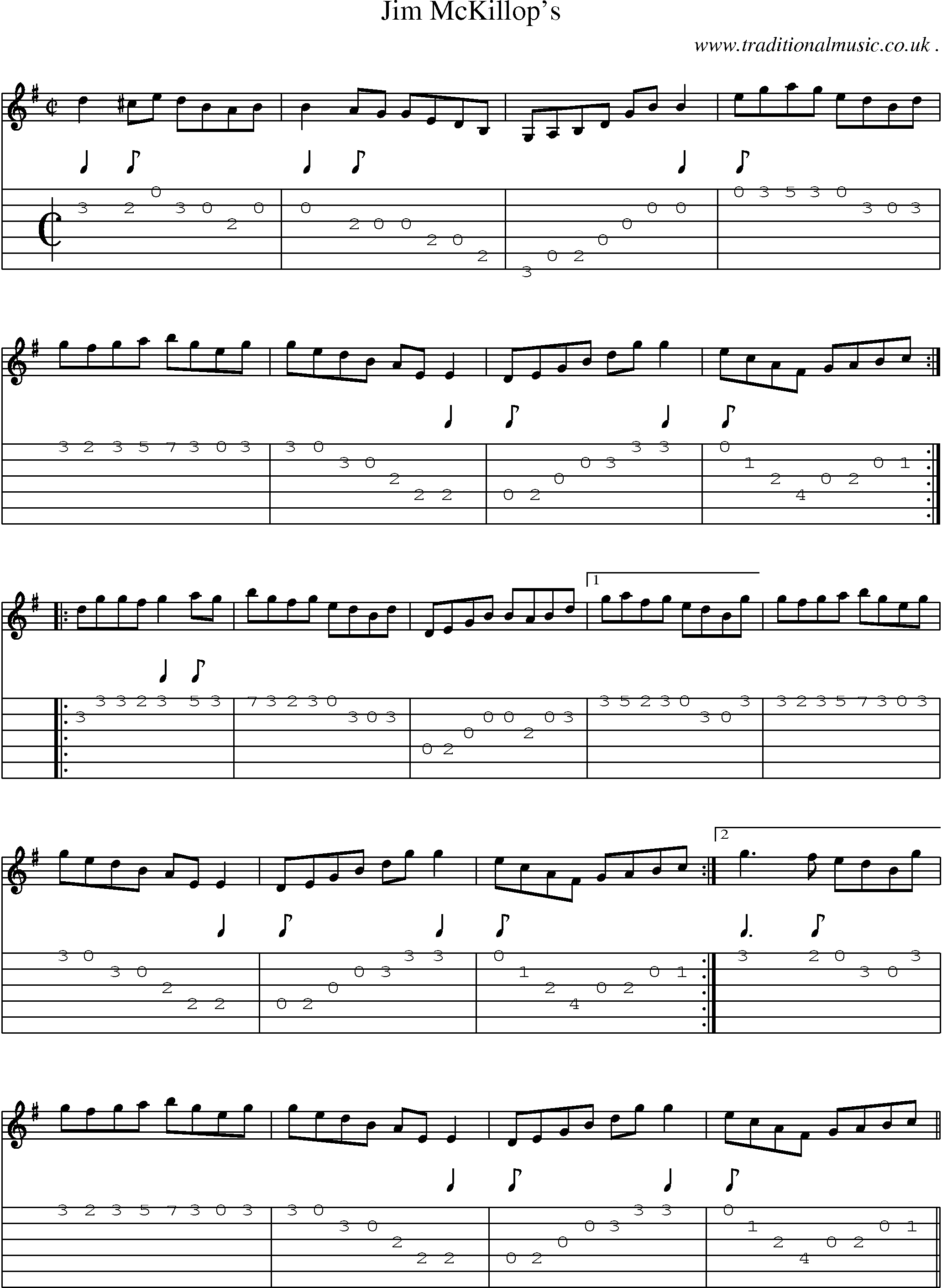 Sheet-Music and Guitar Tabs for Jim Mckillops