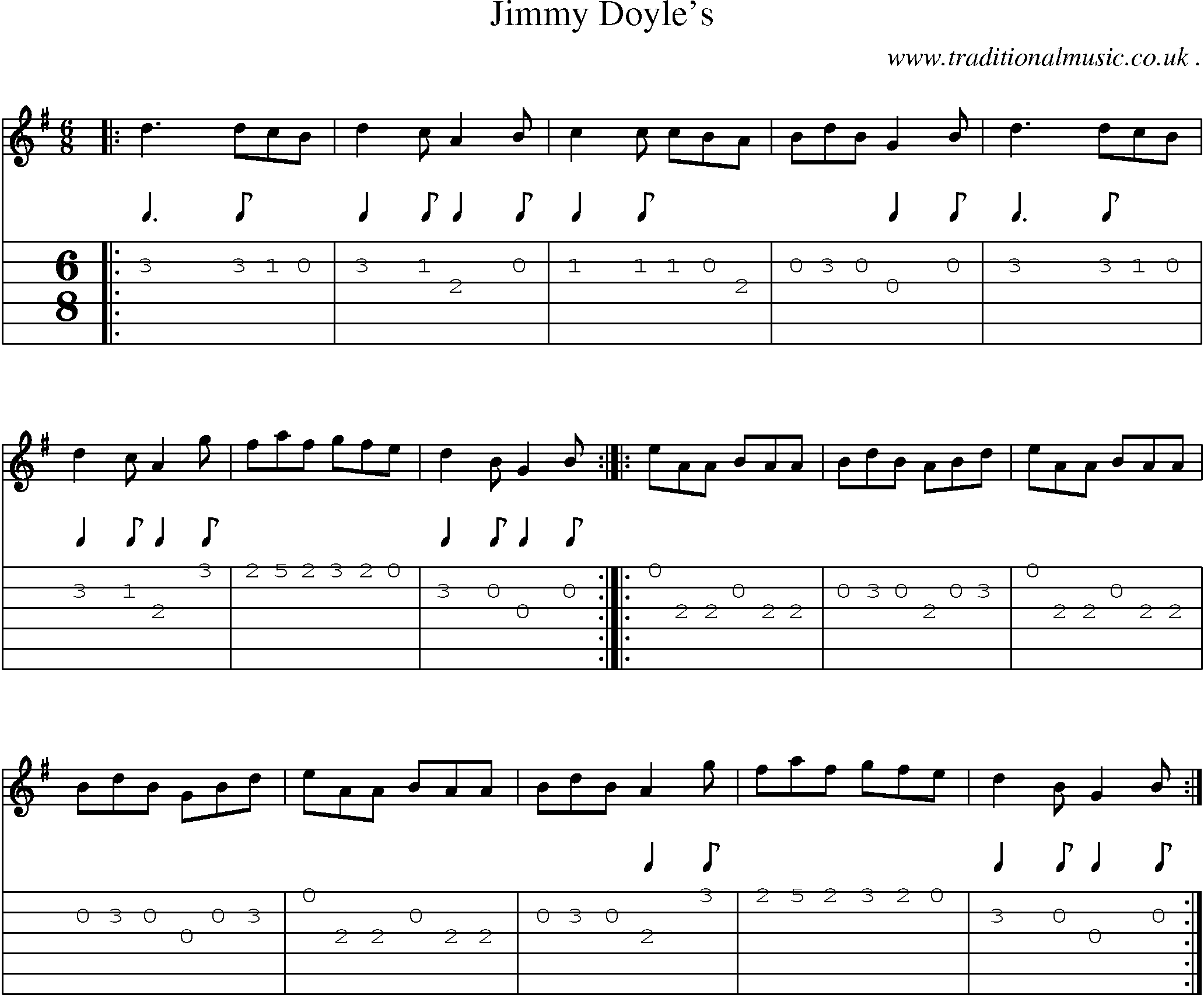 Sheet-Music and Guitar Tabs for Jimmy Doyles