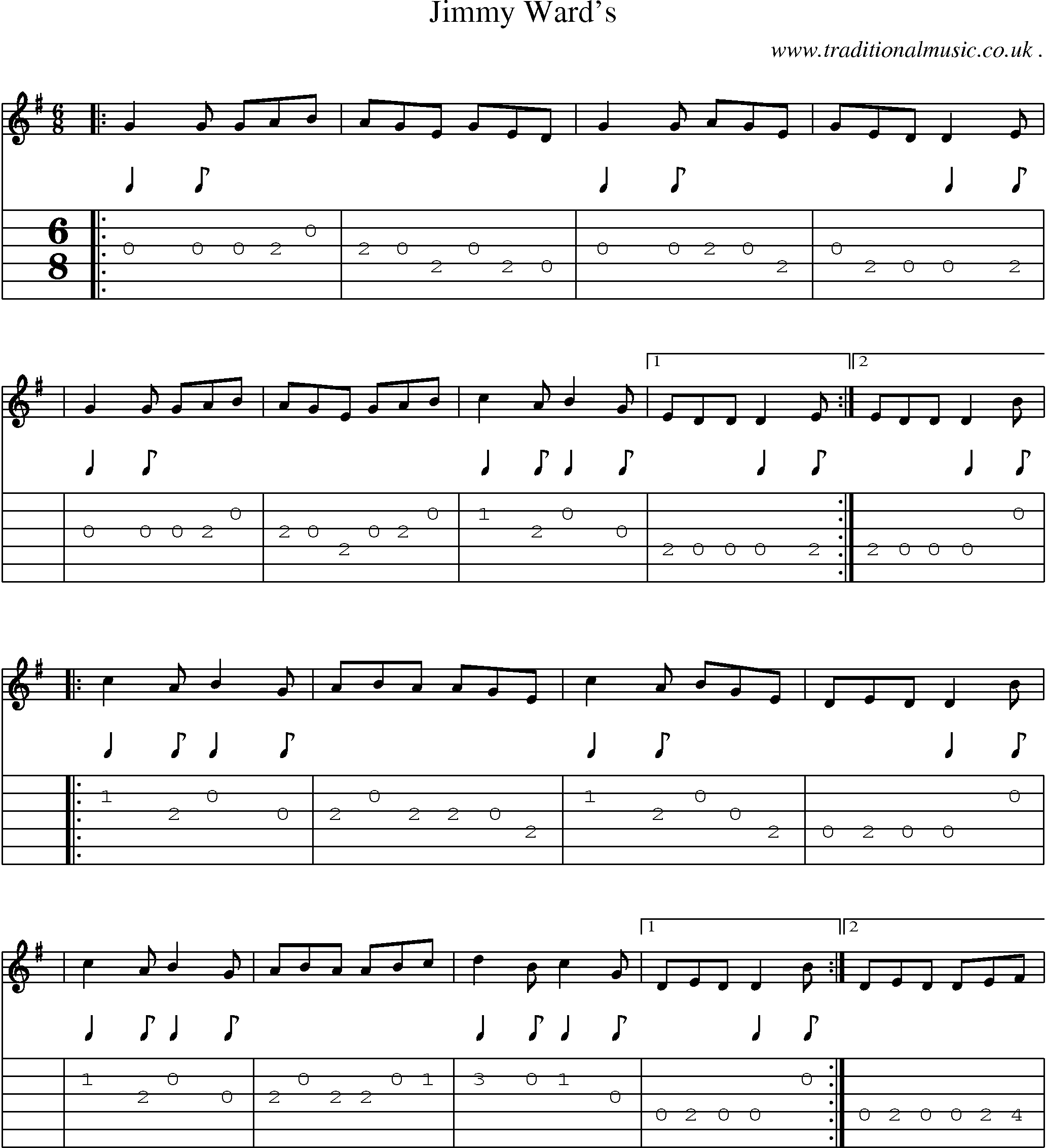 Sheet-Music and Guitar Tabs for Jimmy Wards