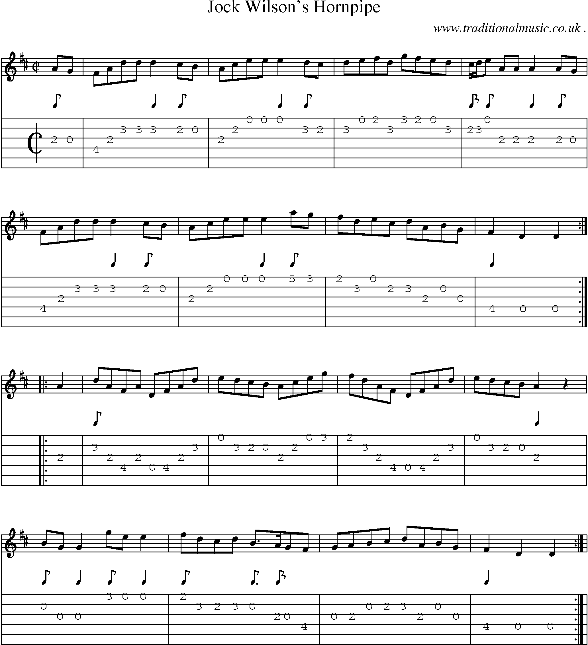 Sheet-Music and Guitar Tabs for Jock Wilsons Hornpipe