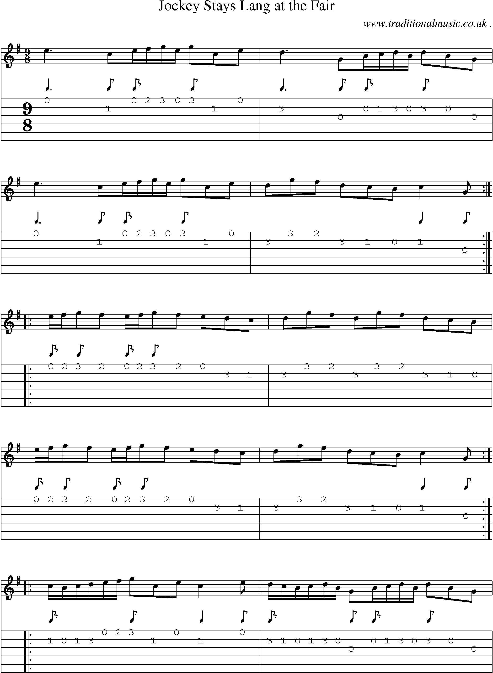 Sheet-Music and Guitar Tabs for Jockey Stays Lang At The Fair