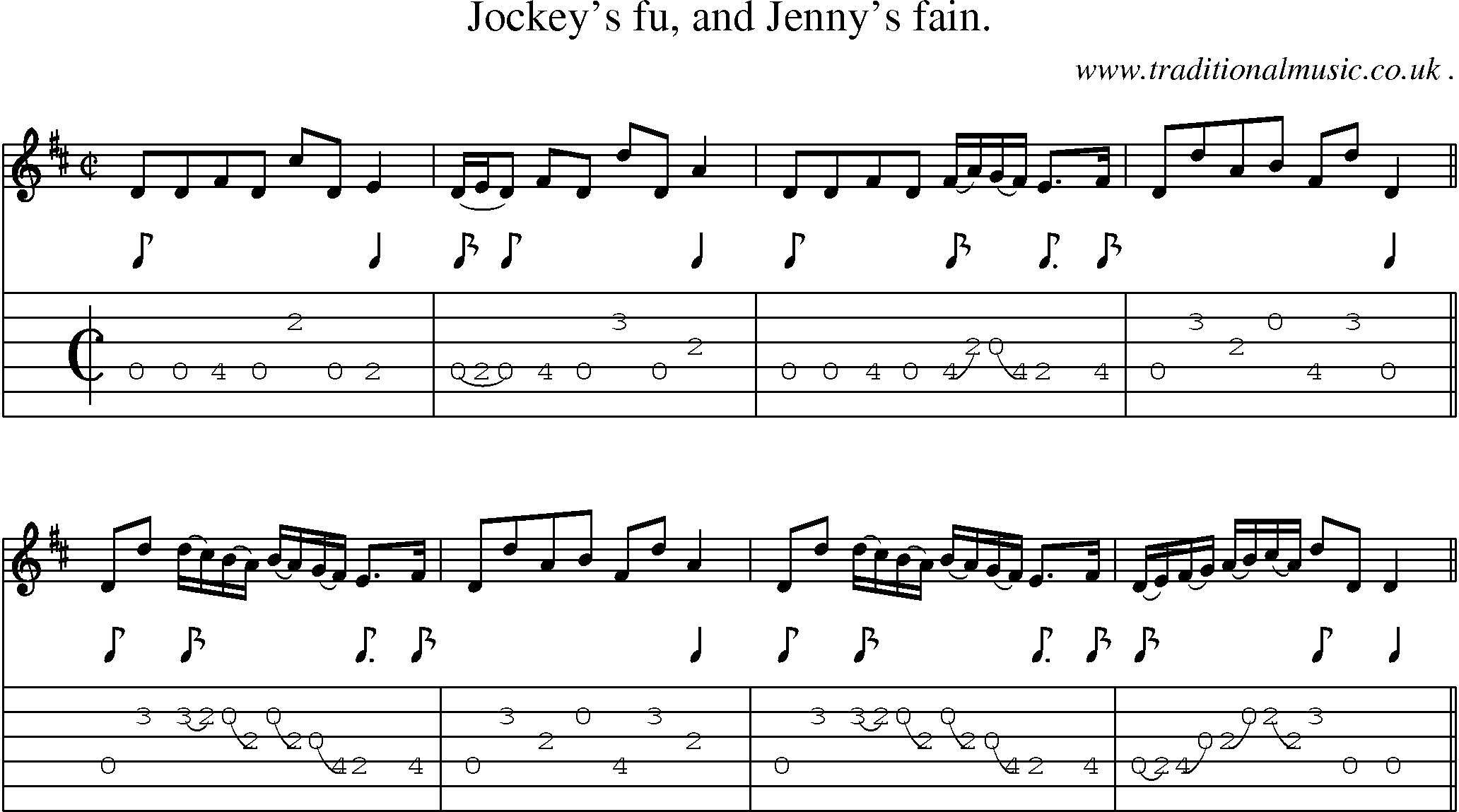 Sheet-Music and Guitar Tabs for Jockeys Fu And Jennys Fain