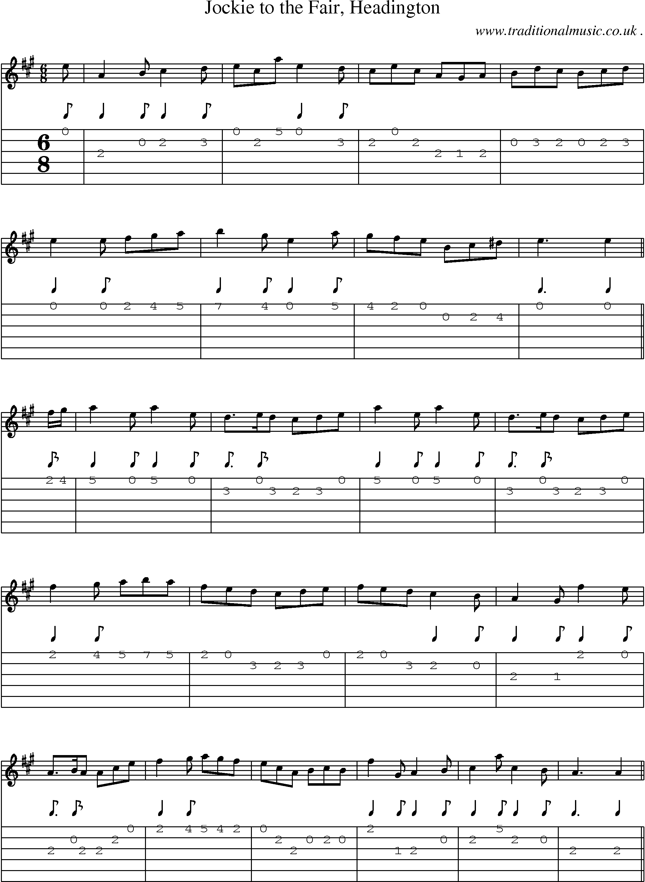Sheet-Music and Guitar Tabs for Jockie To The Fair Headington