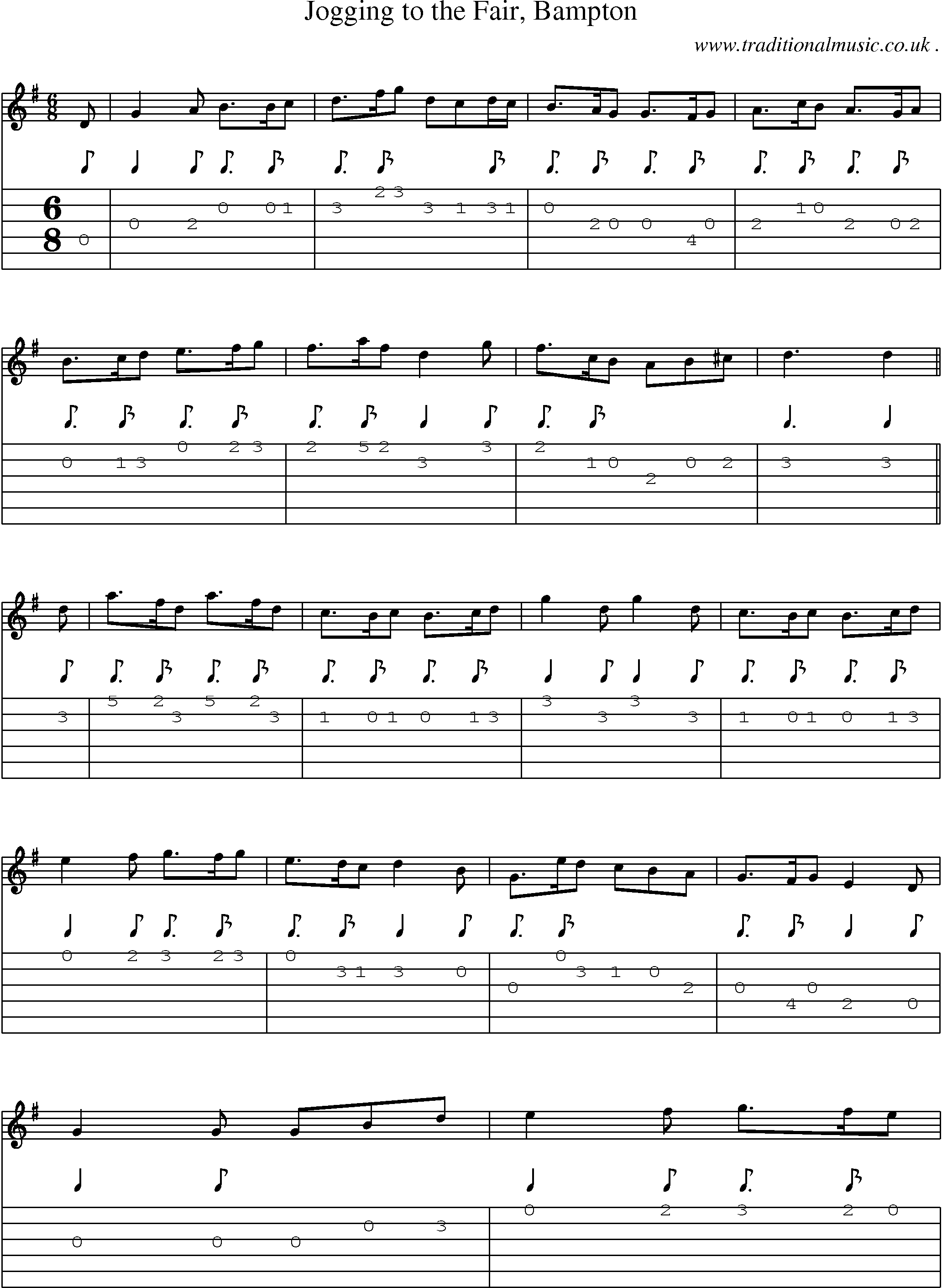 Sheet-Music and Guitar Tabs for Jogging To The Fair Bampton