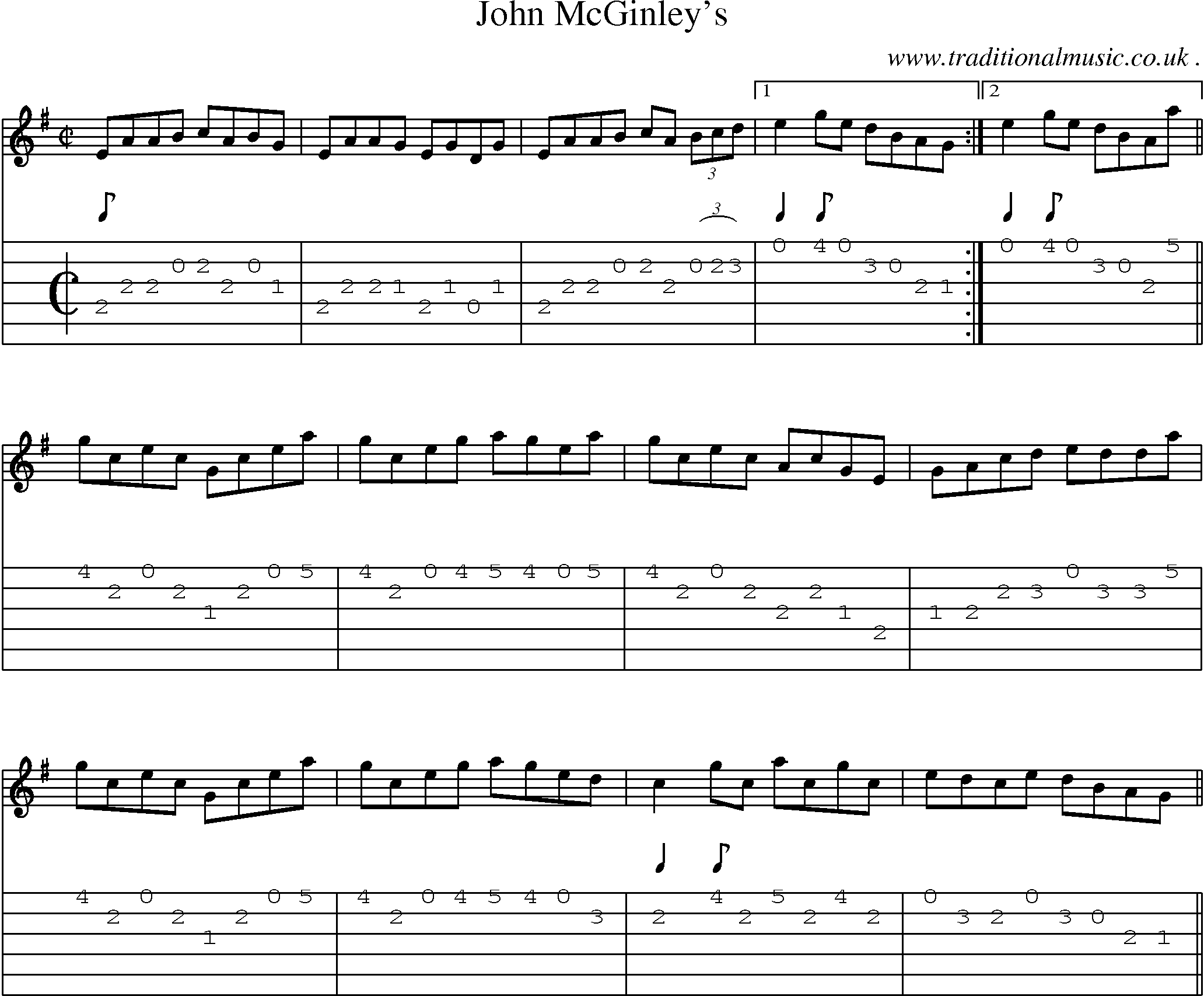 Sheet-Music and Guitar Tabs for John Mcginleys