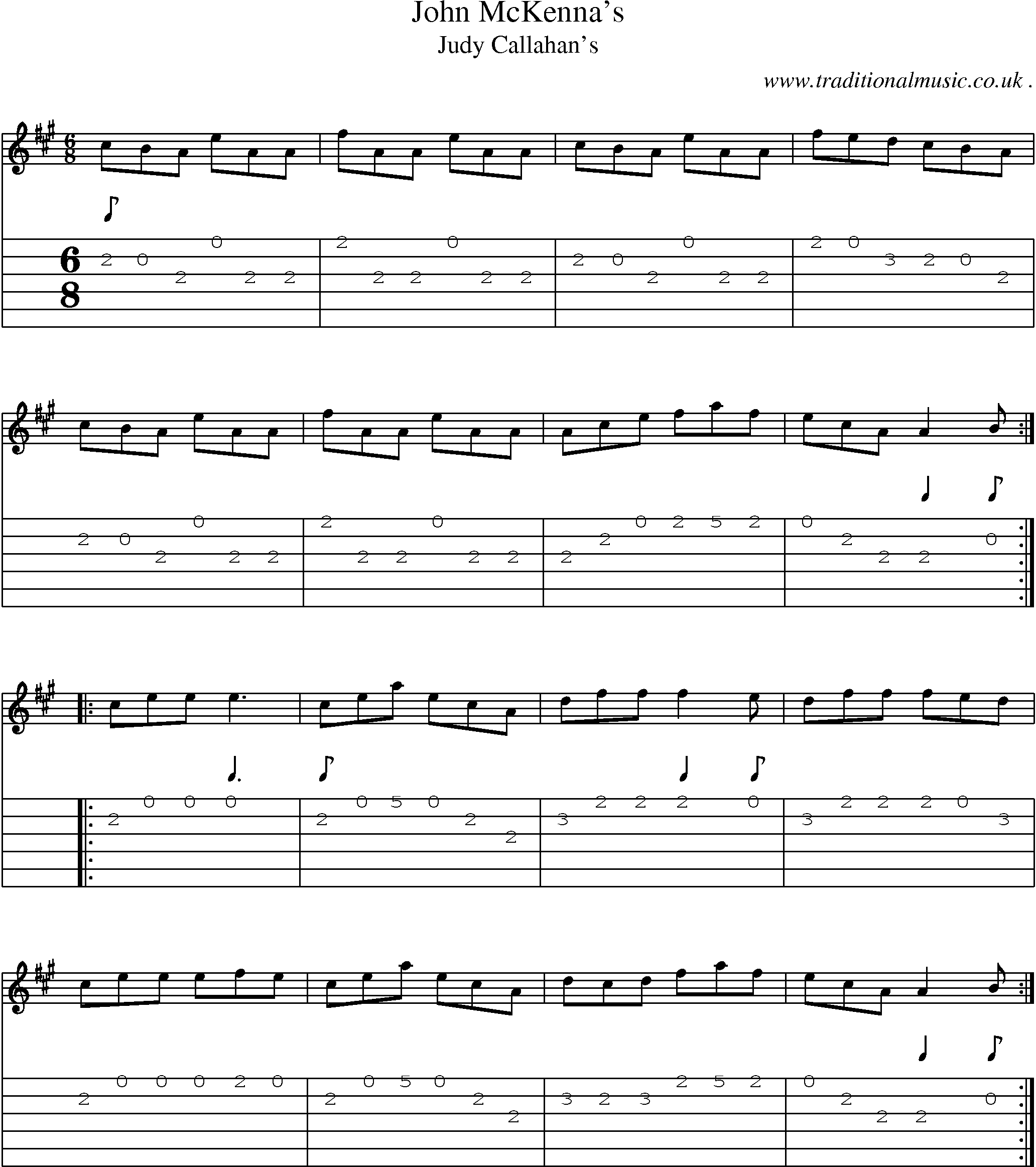 Sheet-Music and Guitar Tabs for John Mckennas