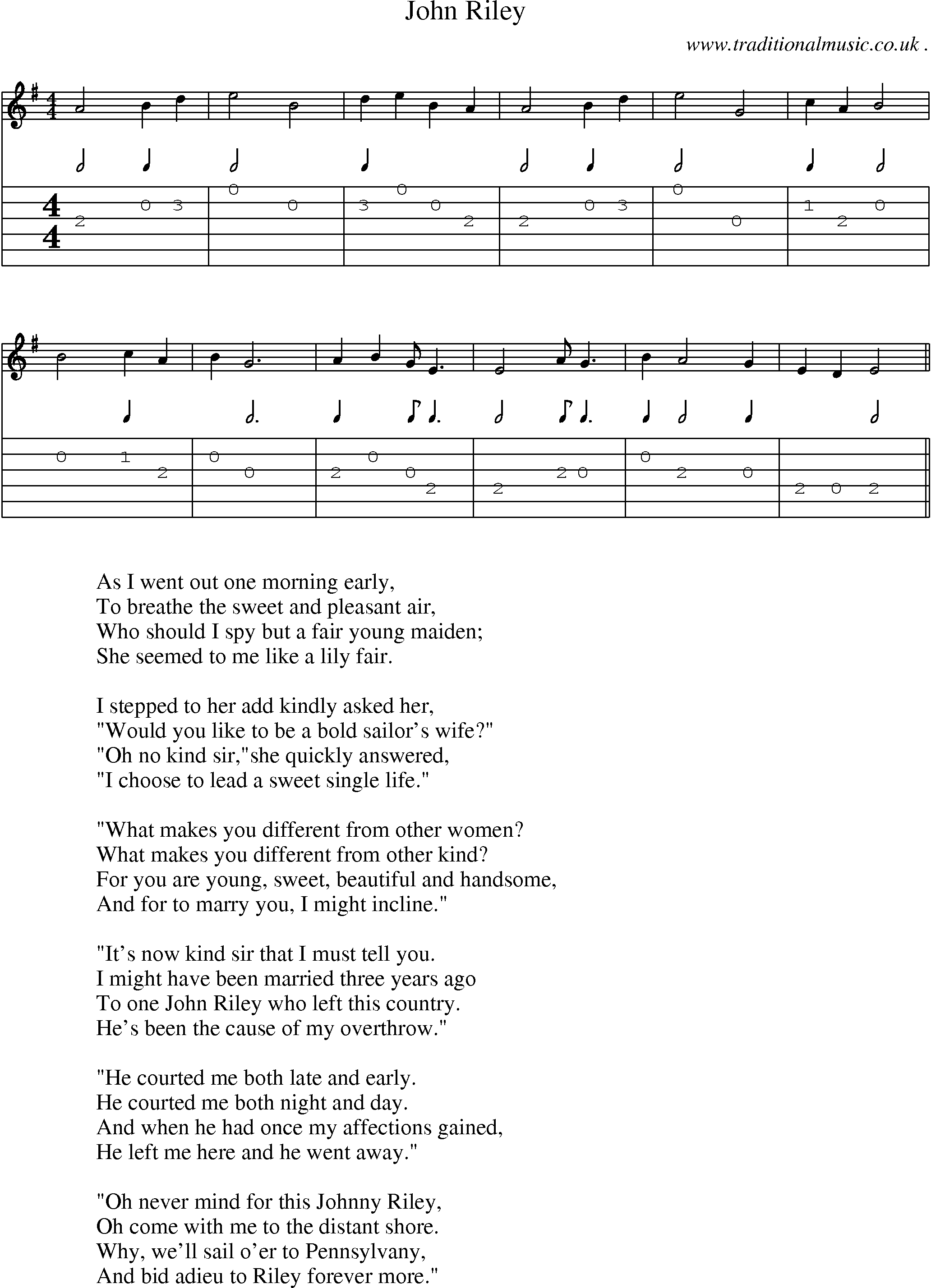 Sheet-Music and Guitar Tabs for John Riley