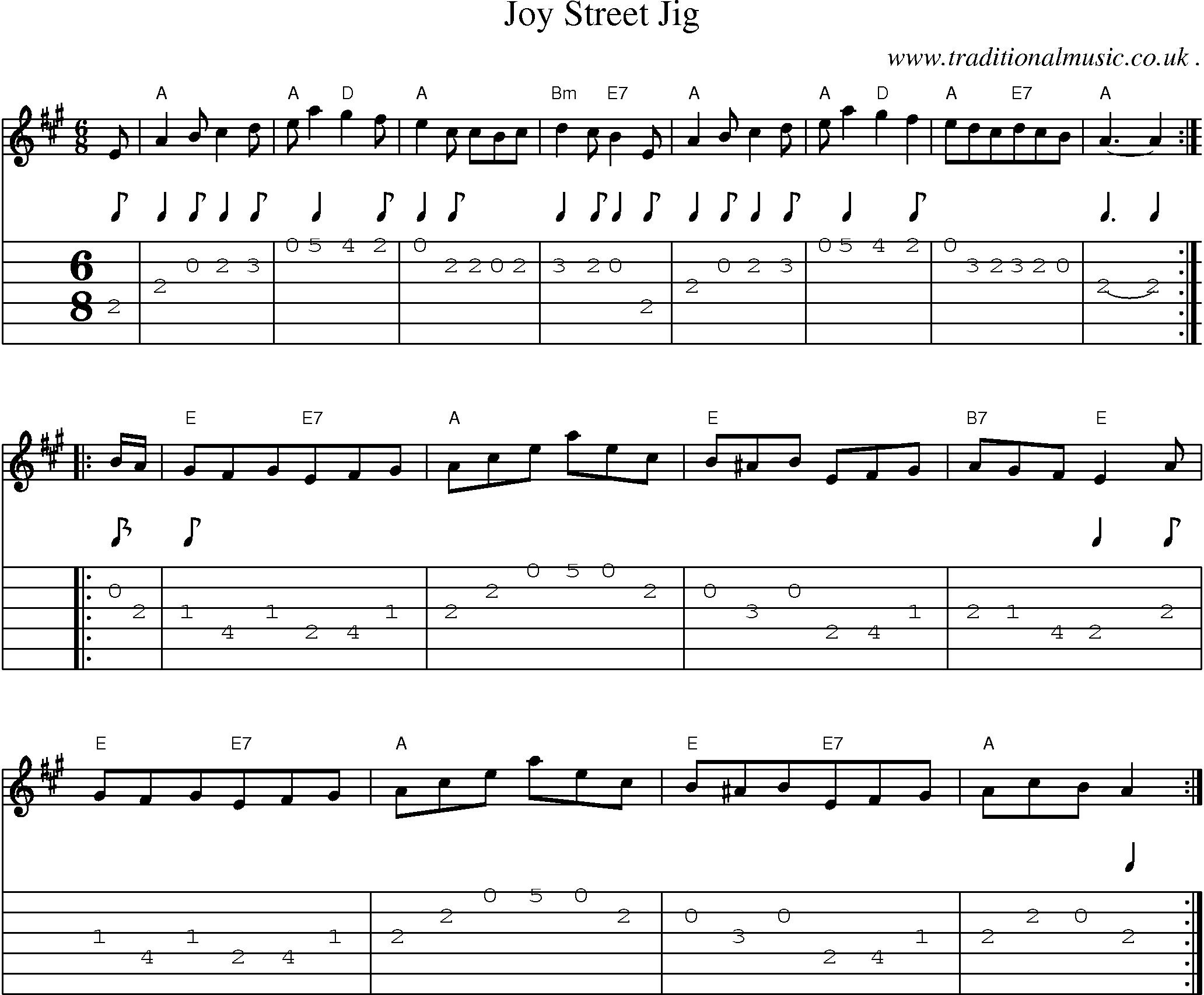 Sheet-Music and Guitar Tabs for Joy Street Jig