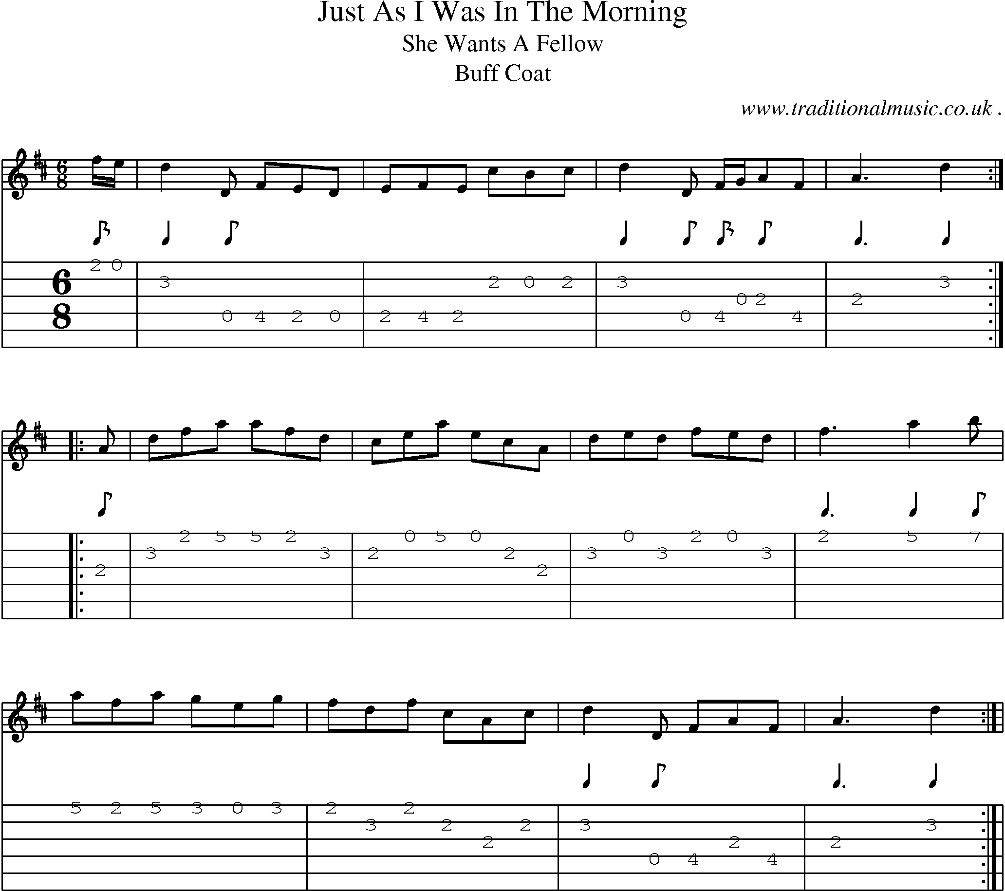 Sheet-Music and Guitar Tabs for Just As I Was In The Morning