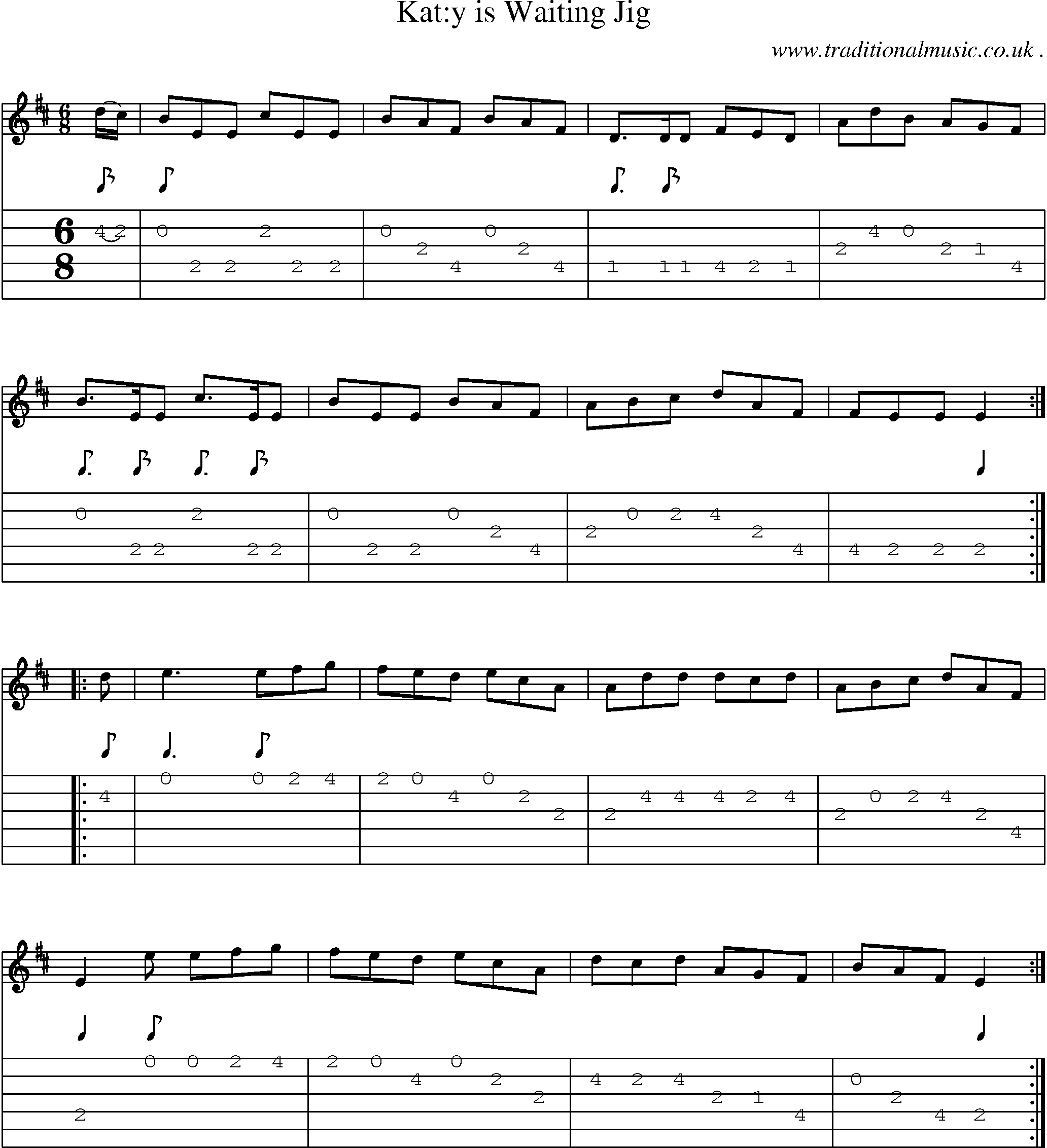Sheet-Music and Guitar Tabs for Katy Is Waiting Jig