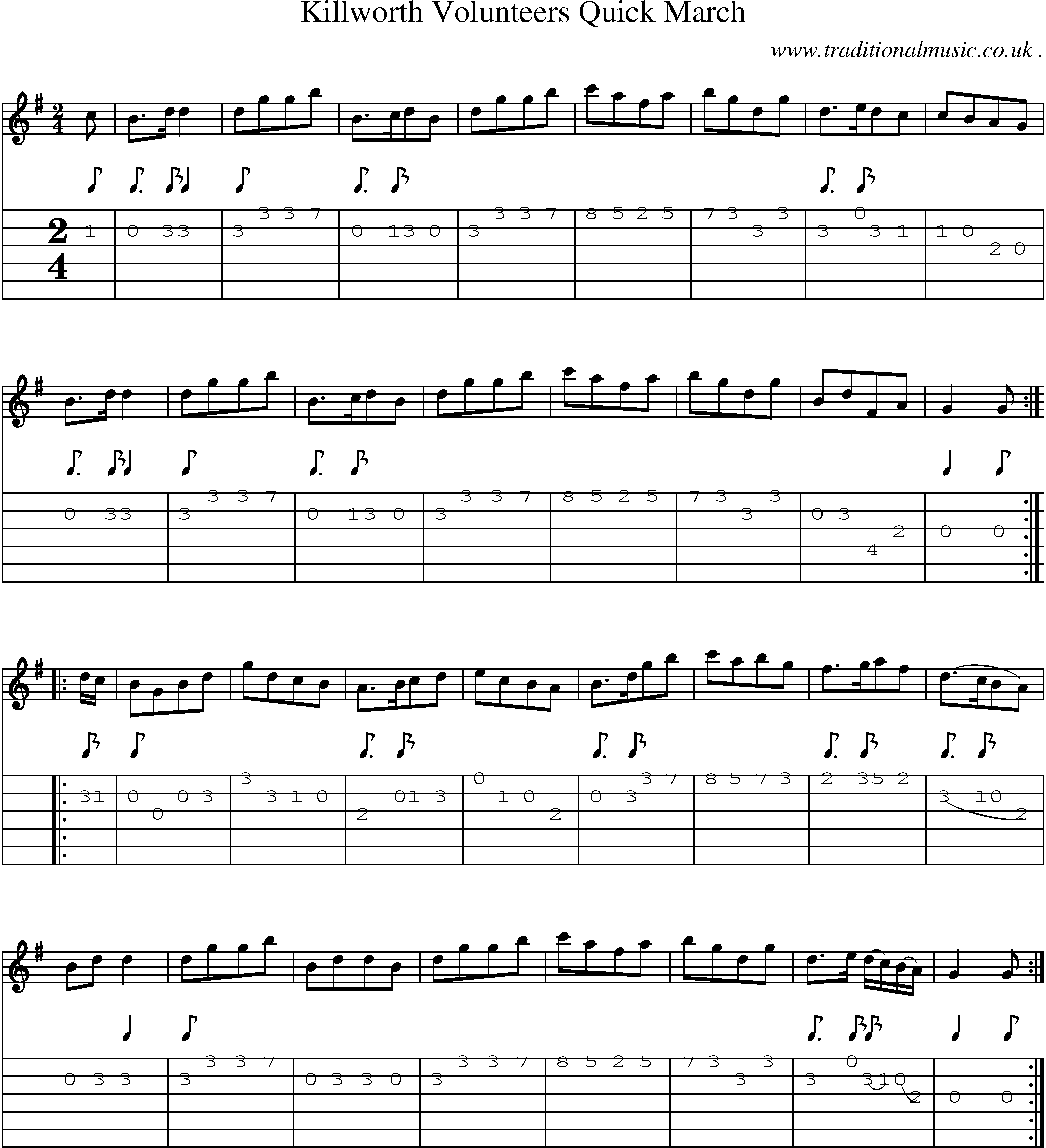 Sheet-Music and Guitar Tabs for Killworth Volunteers Quick March