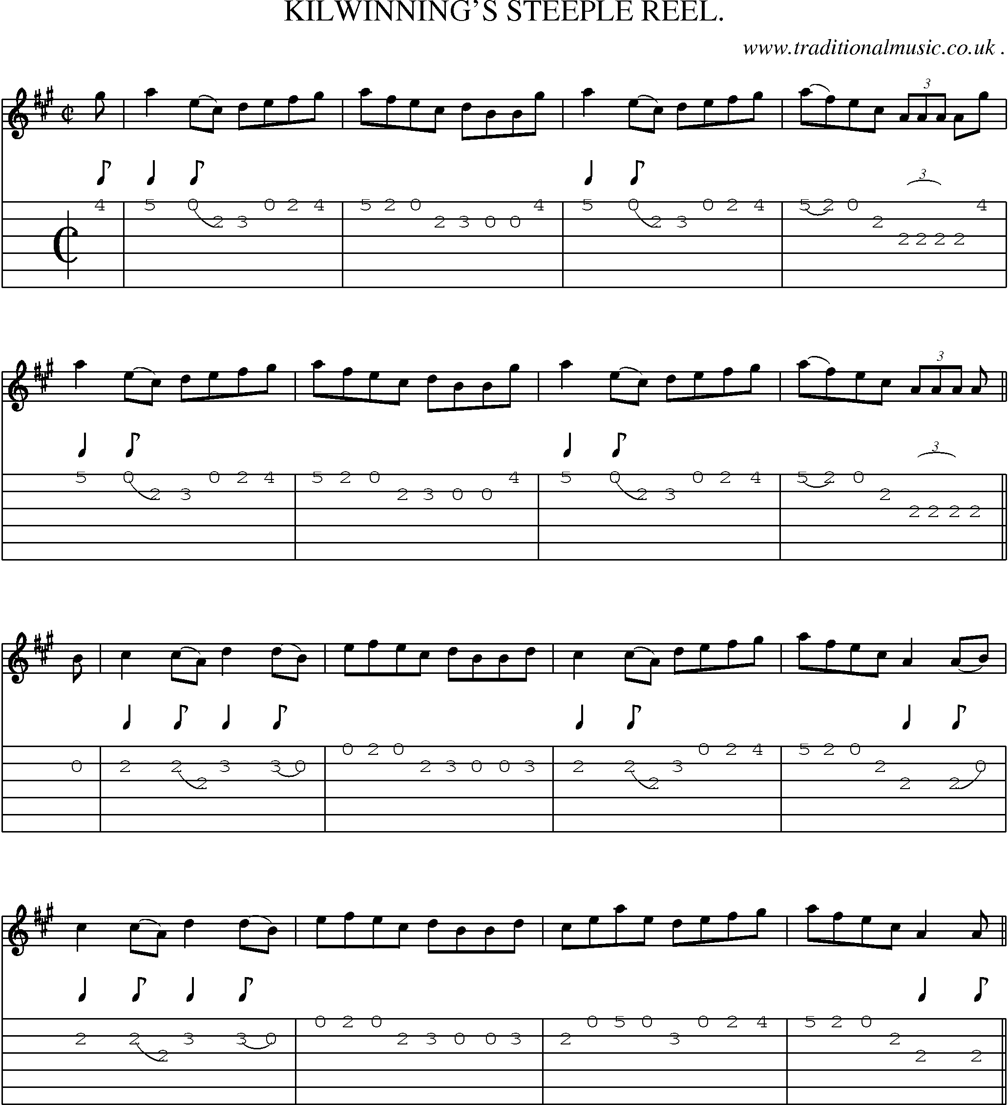 Sheet-Music and Guitar Tabs for Kilwinnings Steeple Reel