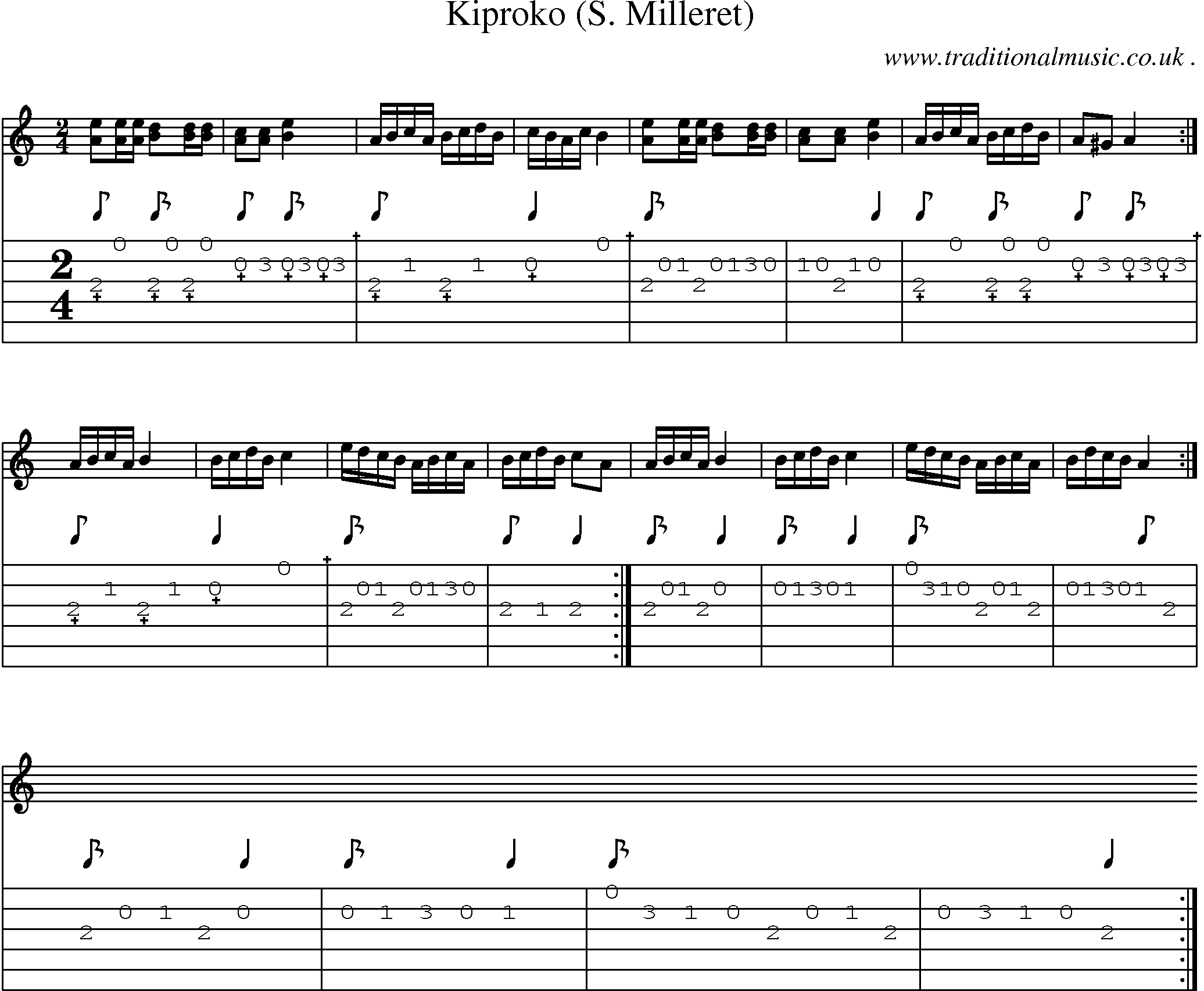 Sheet-Music and Guitar Tabs for Kiproko (s Milleret)