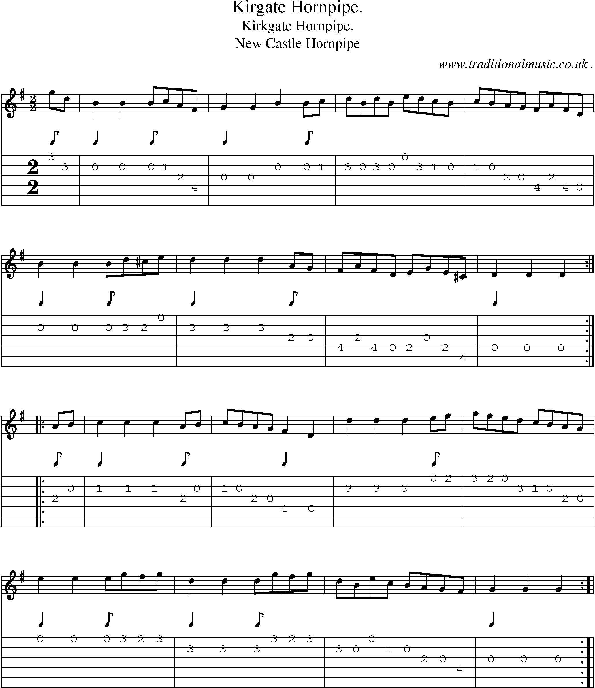 Sheet-Music and Guitar Tabs for Kirgate Hornpipe