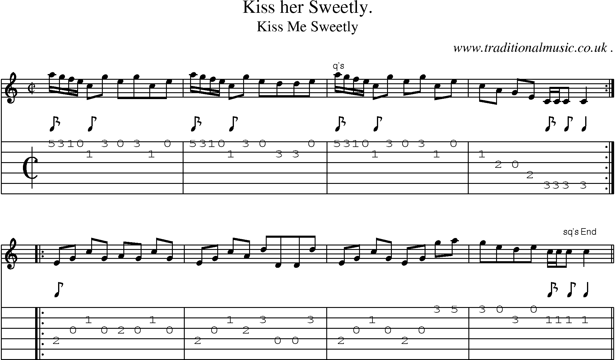 Sheet-Music and Guitar Tabs for Kiss Her Sweetly