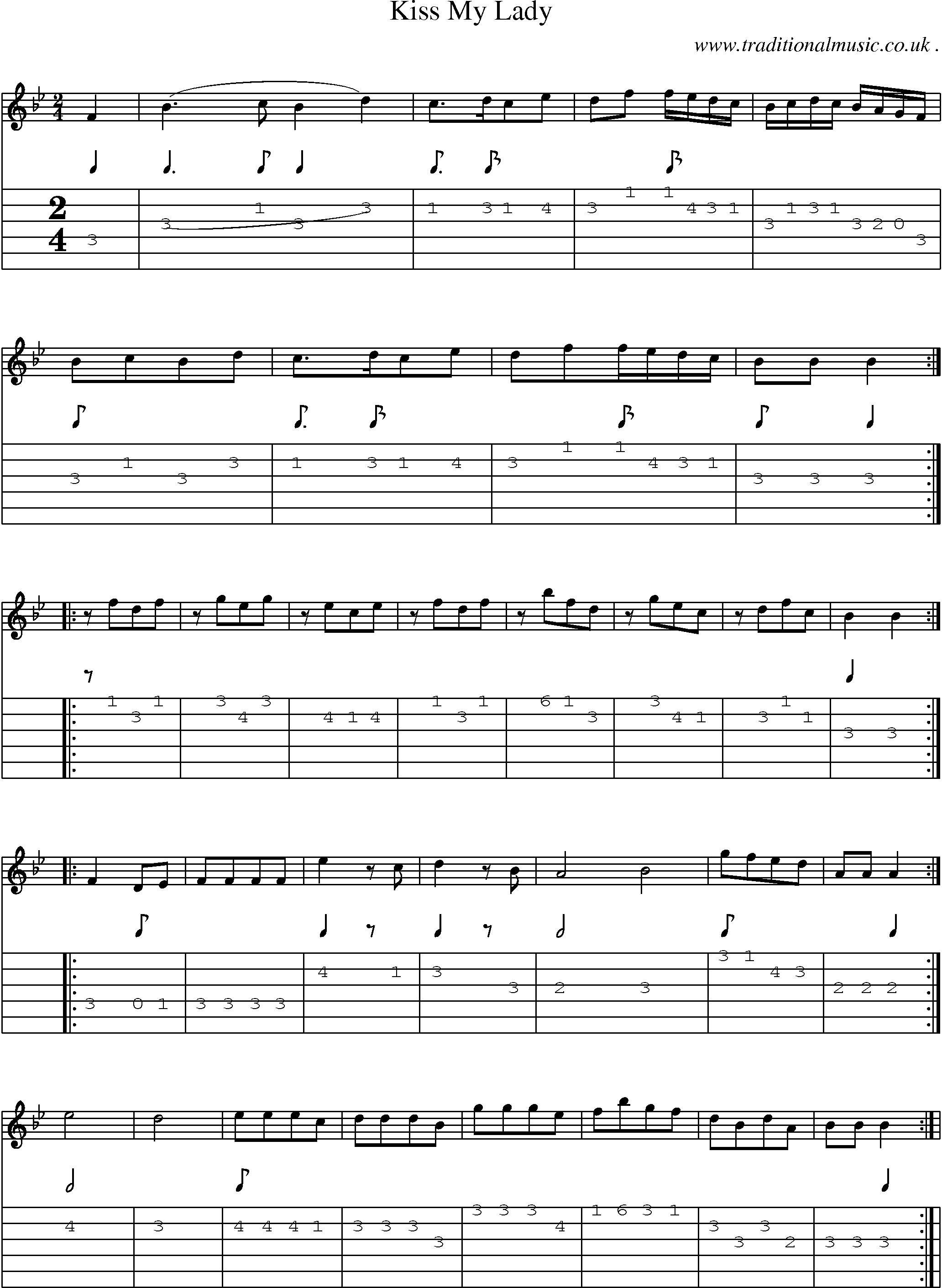 Sheet-Music and Guitar Tabs for Kiss My Lady