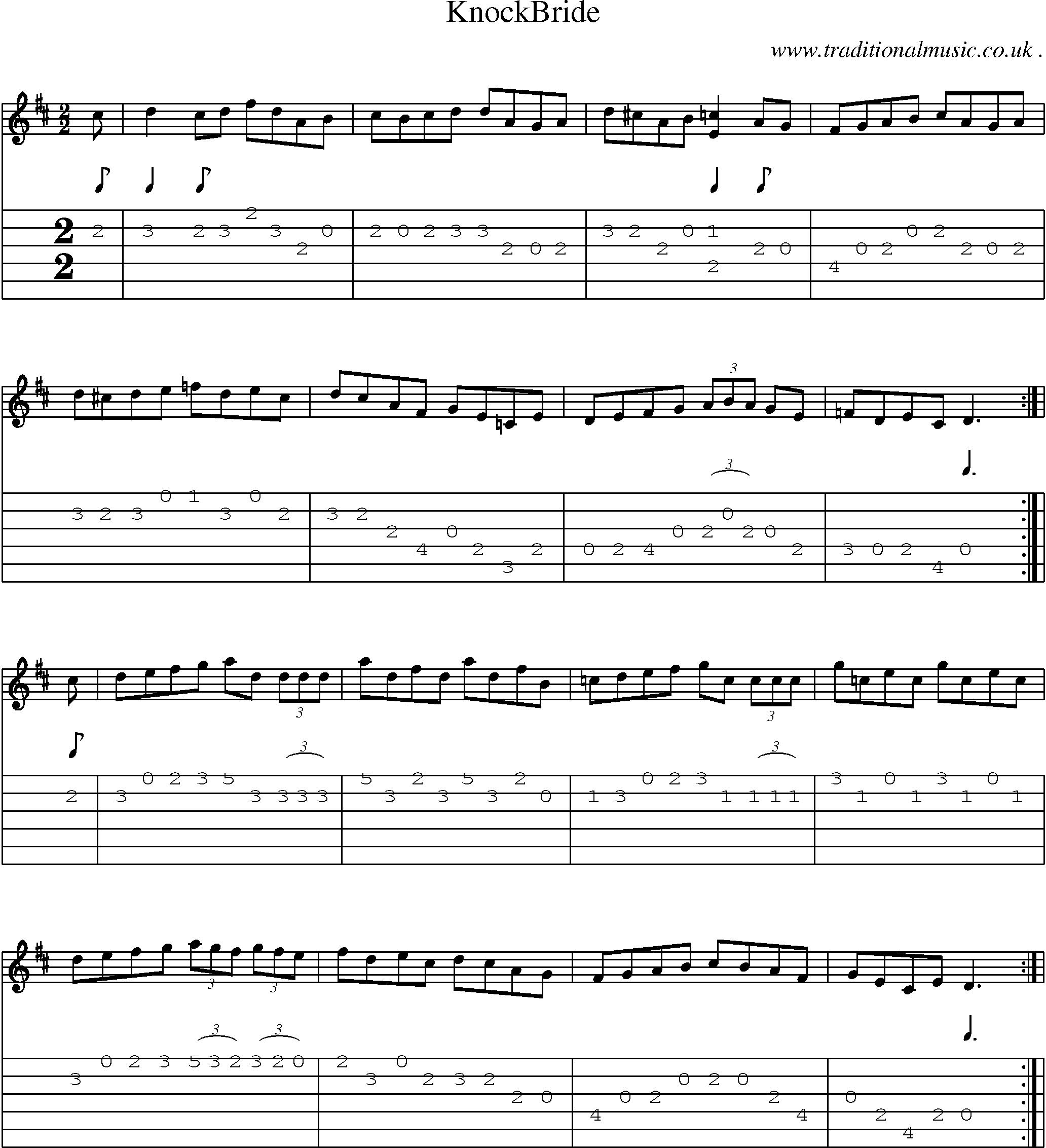 Sheet-Music and Guitar Tabs for Knockbride