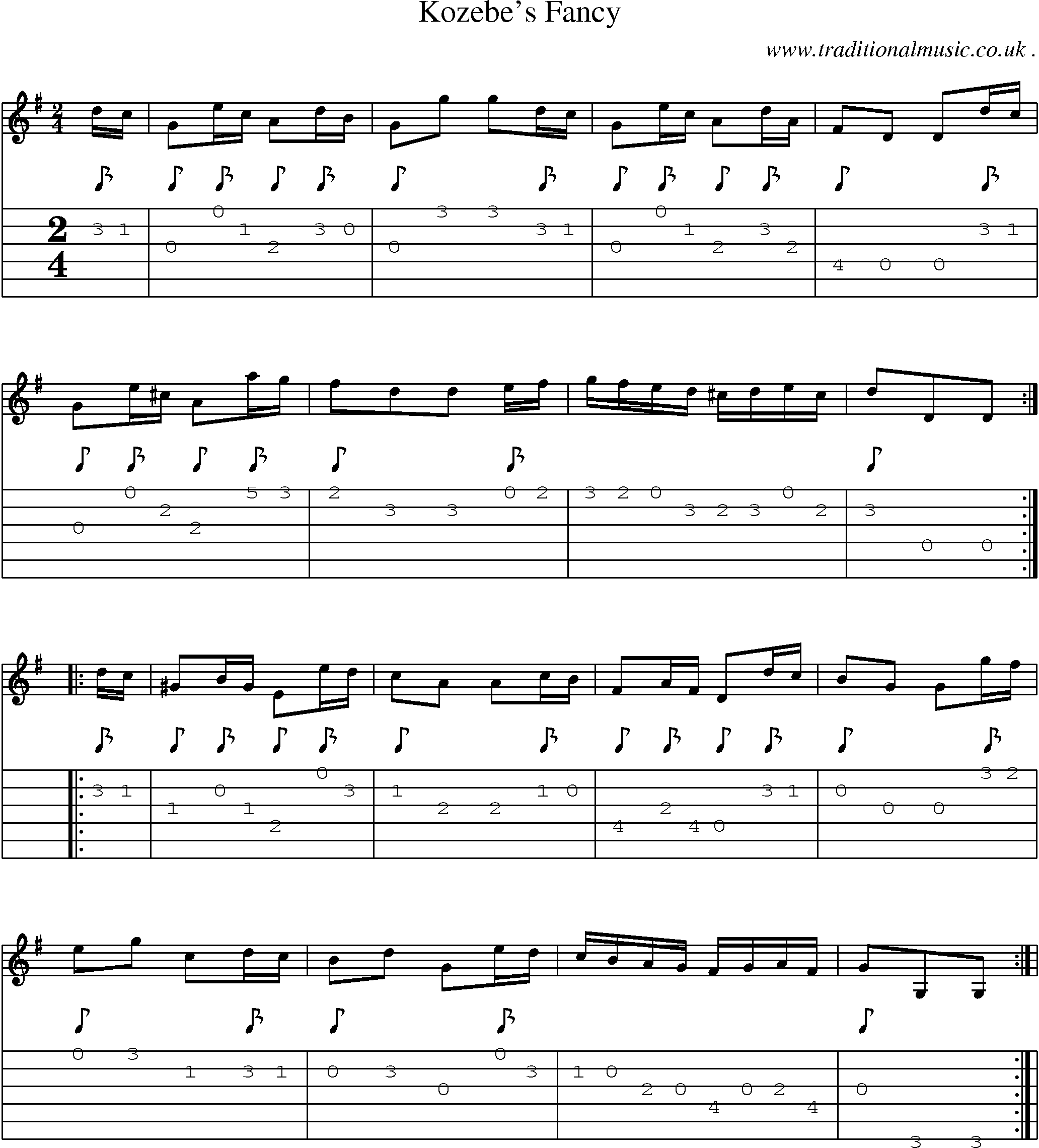 Sheet-Music and Guitar Tabs for Kozebes Fancy