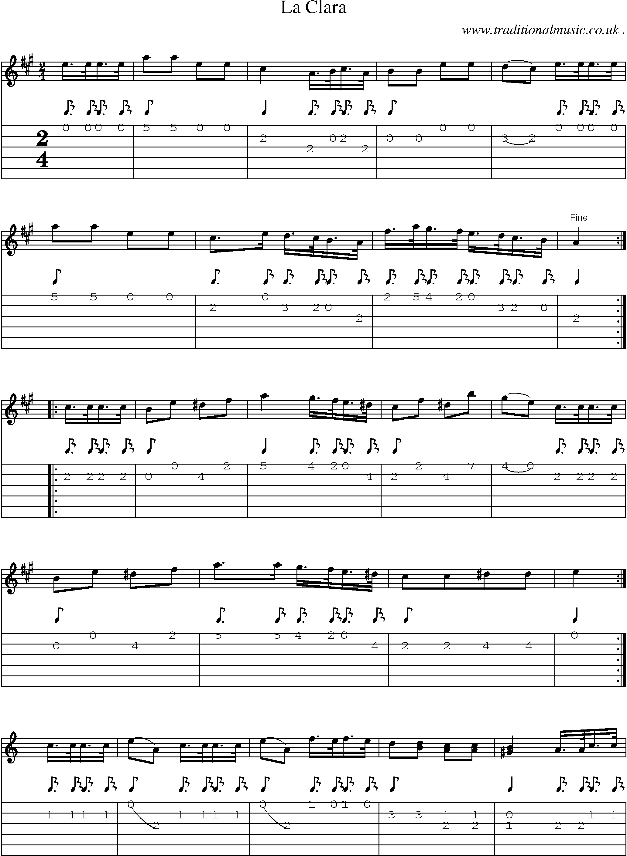Sheet-Music and Guitar Tabs for La Clara