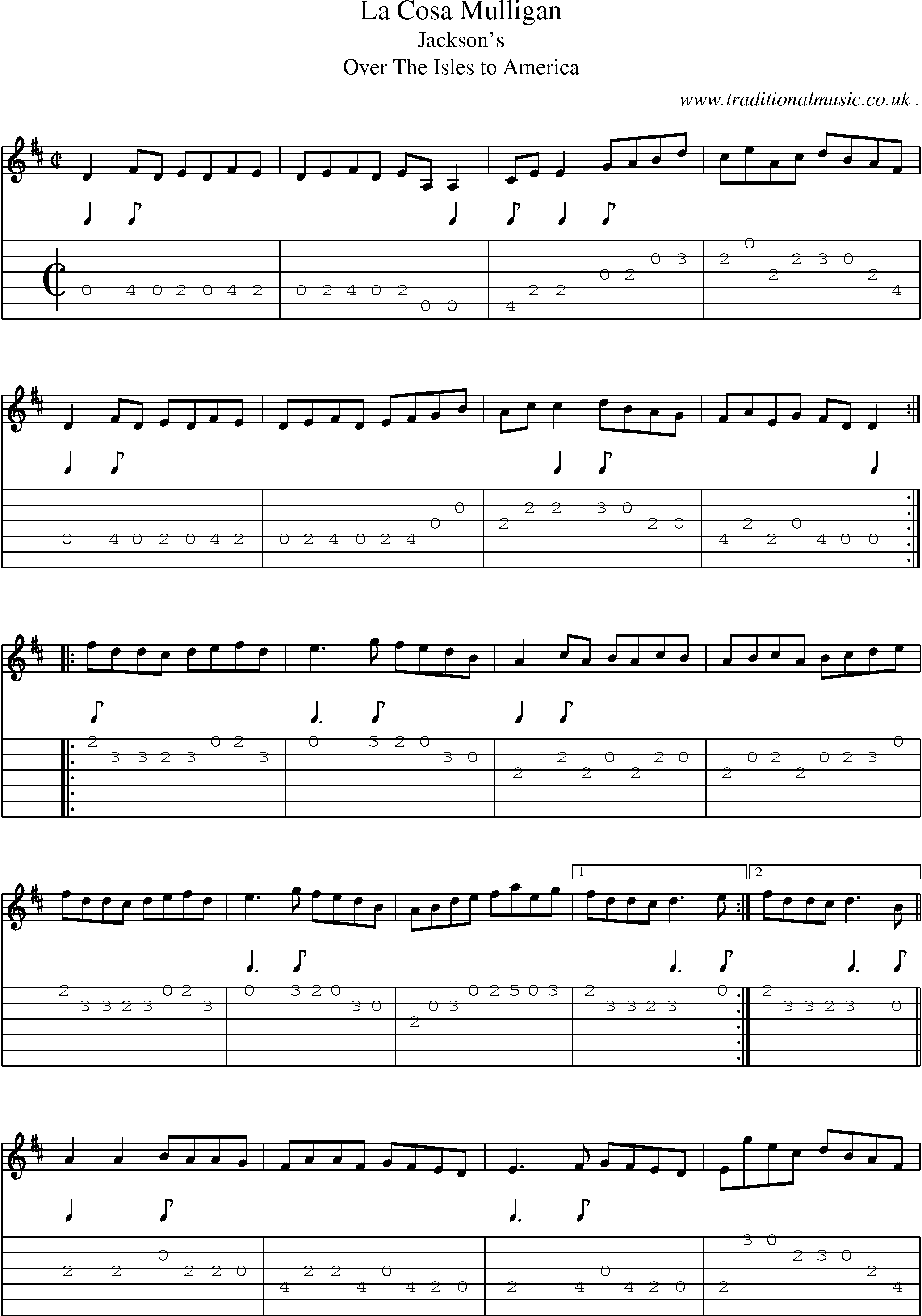 Sheet-Music and Guitar Tabs for La Cosa Mulligan