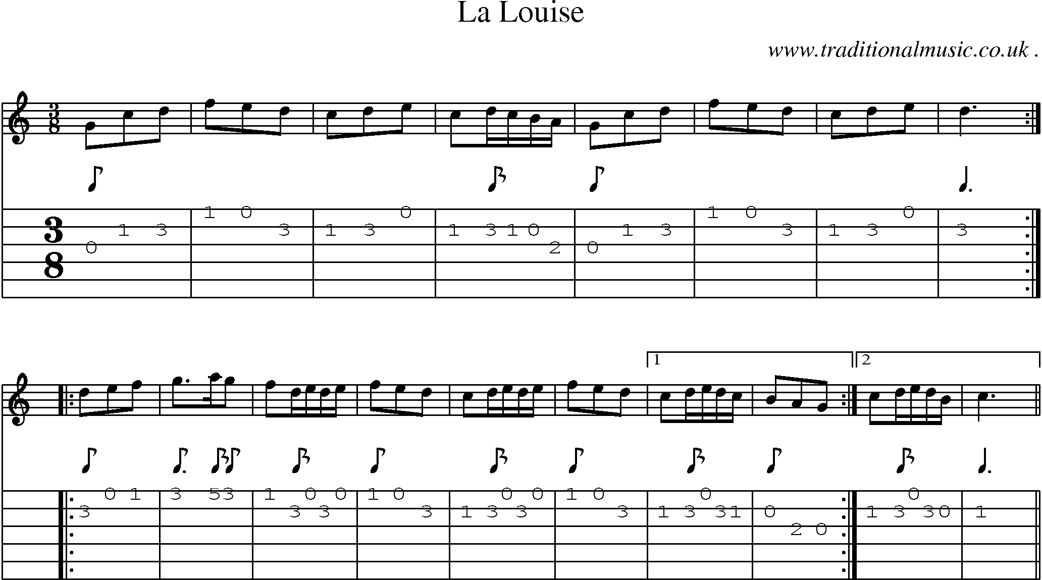 Sheet-Music and Guitar Tabs for La Louise