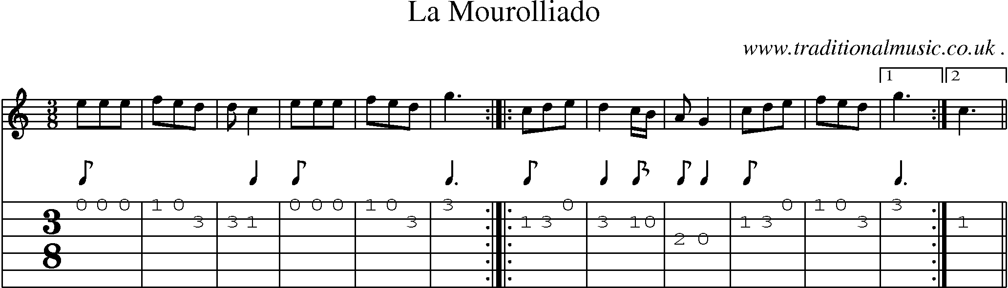 Sheet-Music and Guitar Tabs for La Mourolliado