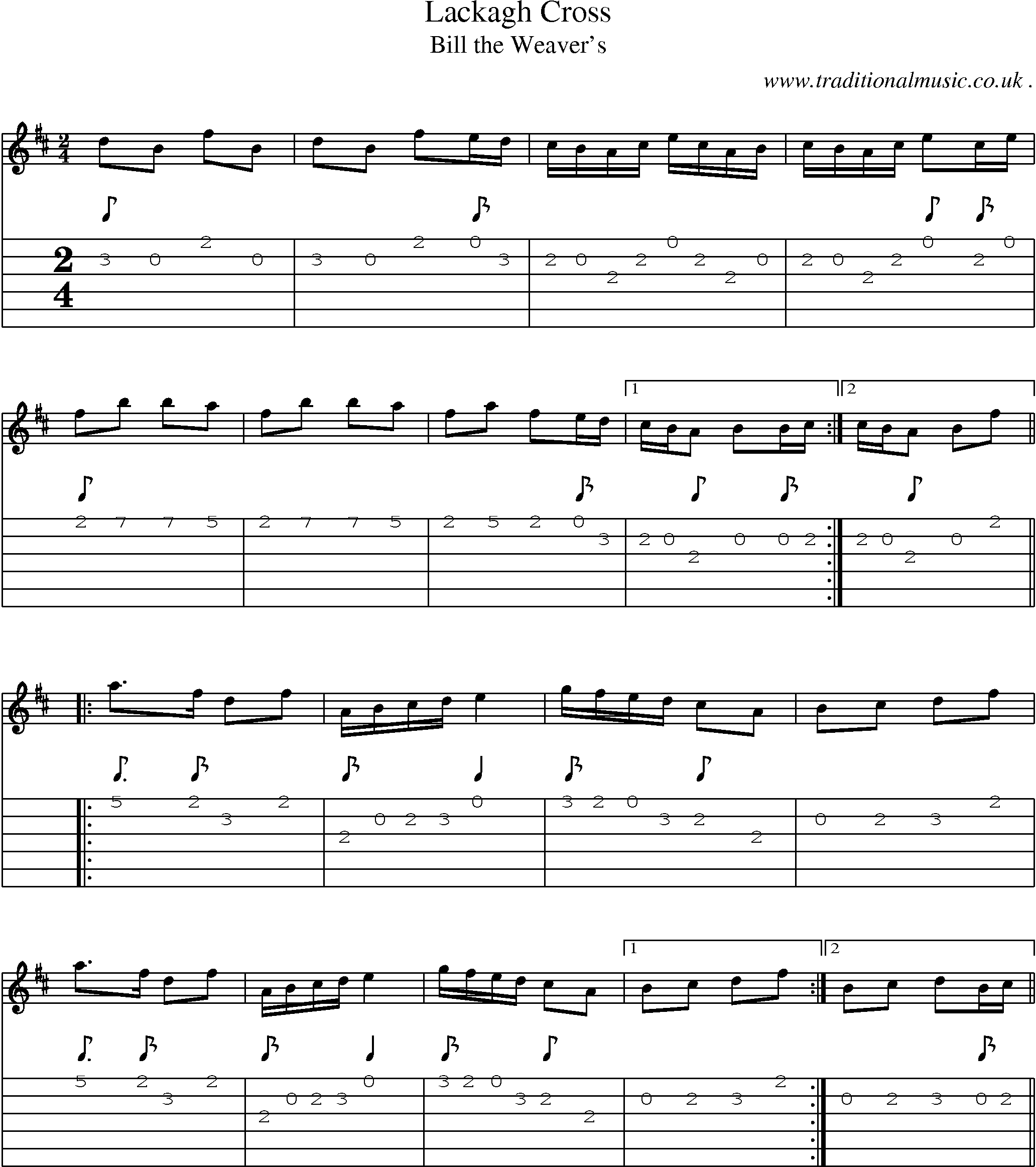 Sheet-Music and Guitar Tabs for Lackagh Cross