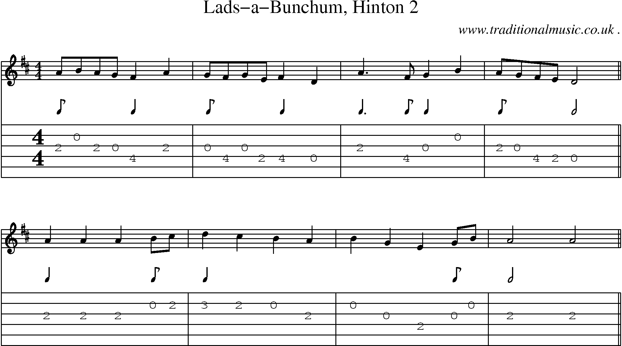Sheet-Music and Guitar Tabs for Lads-a-bunchum Hinton 2