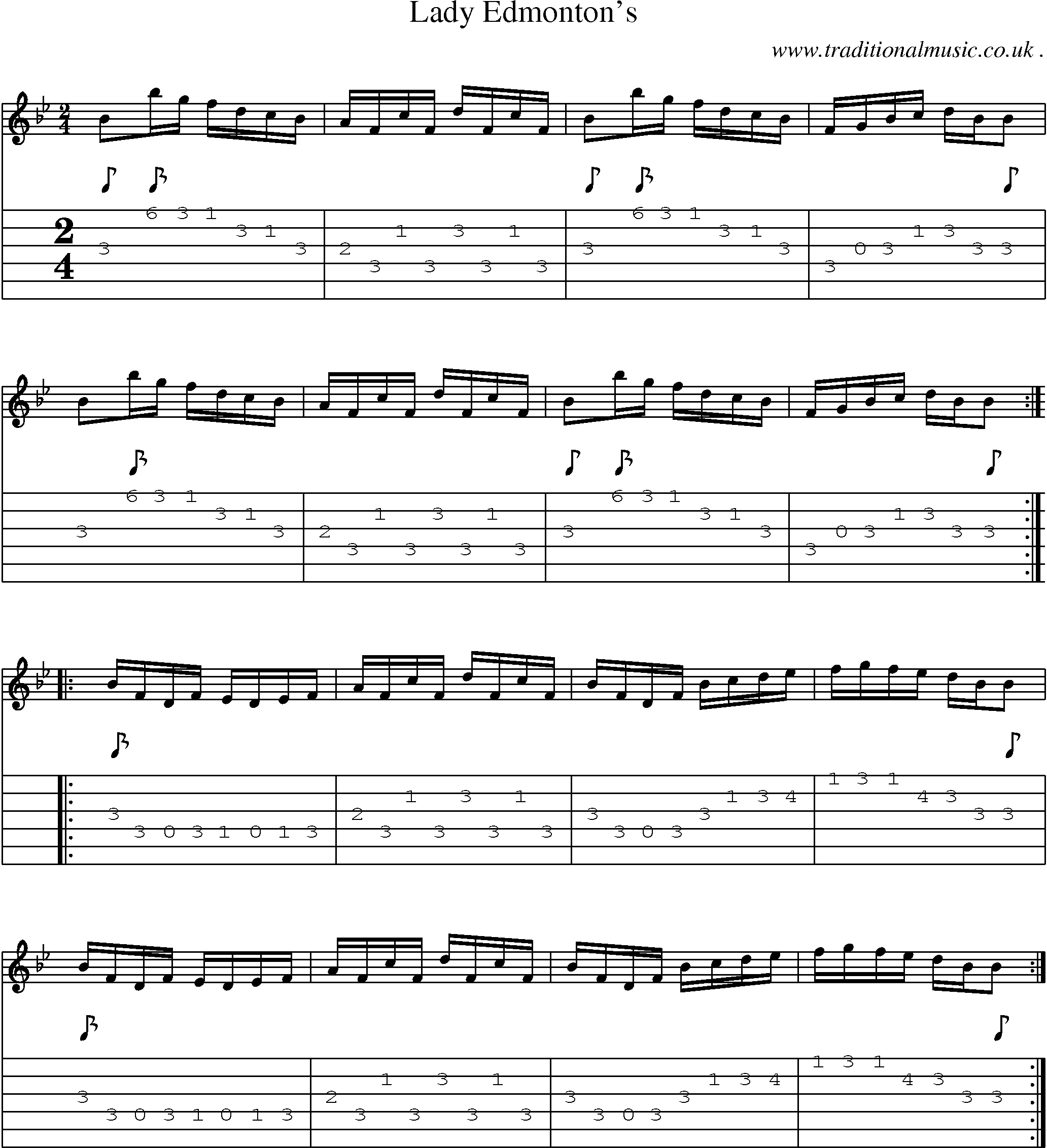 Sheet-Music and Guitar Tabs for Lady Edmontons