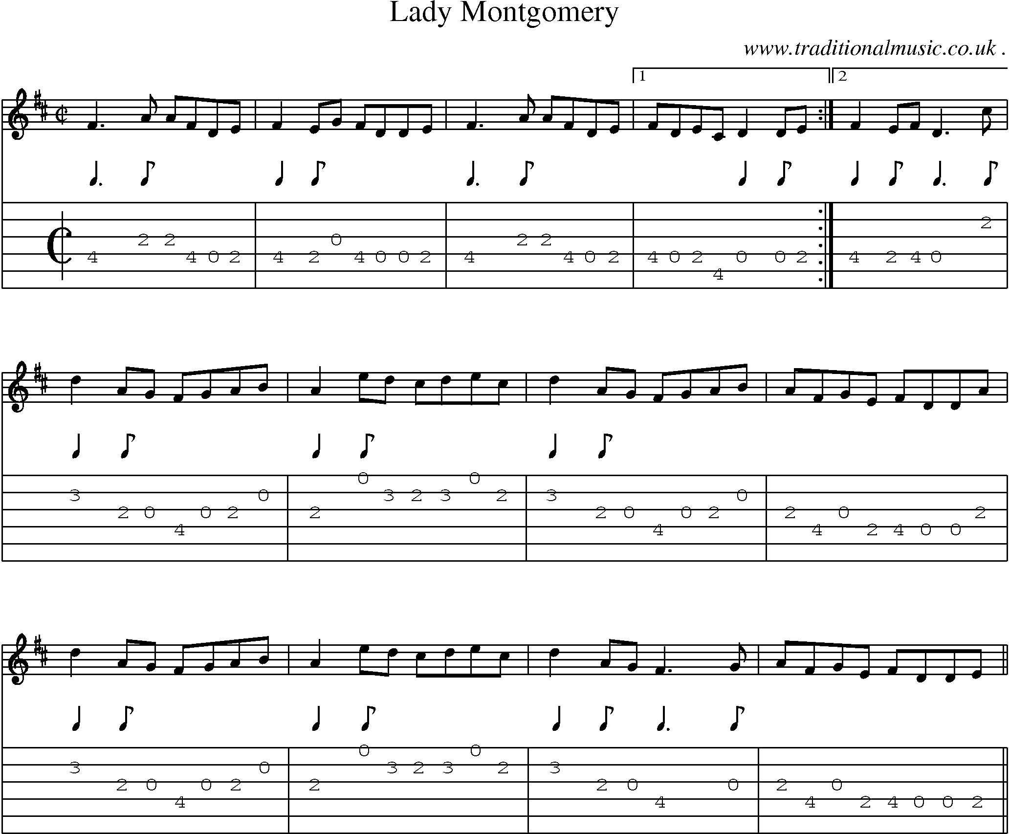 Sheet-Music and Guitar Tabs for Lady Montgomery