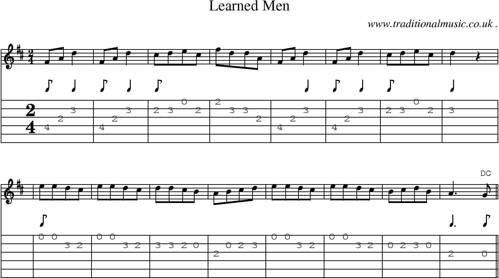 Sheet-Music and Guitar Tabs for Learned Men