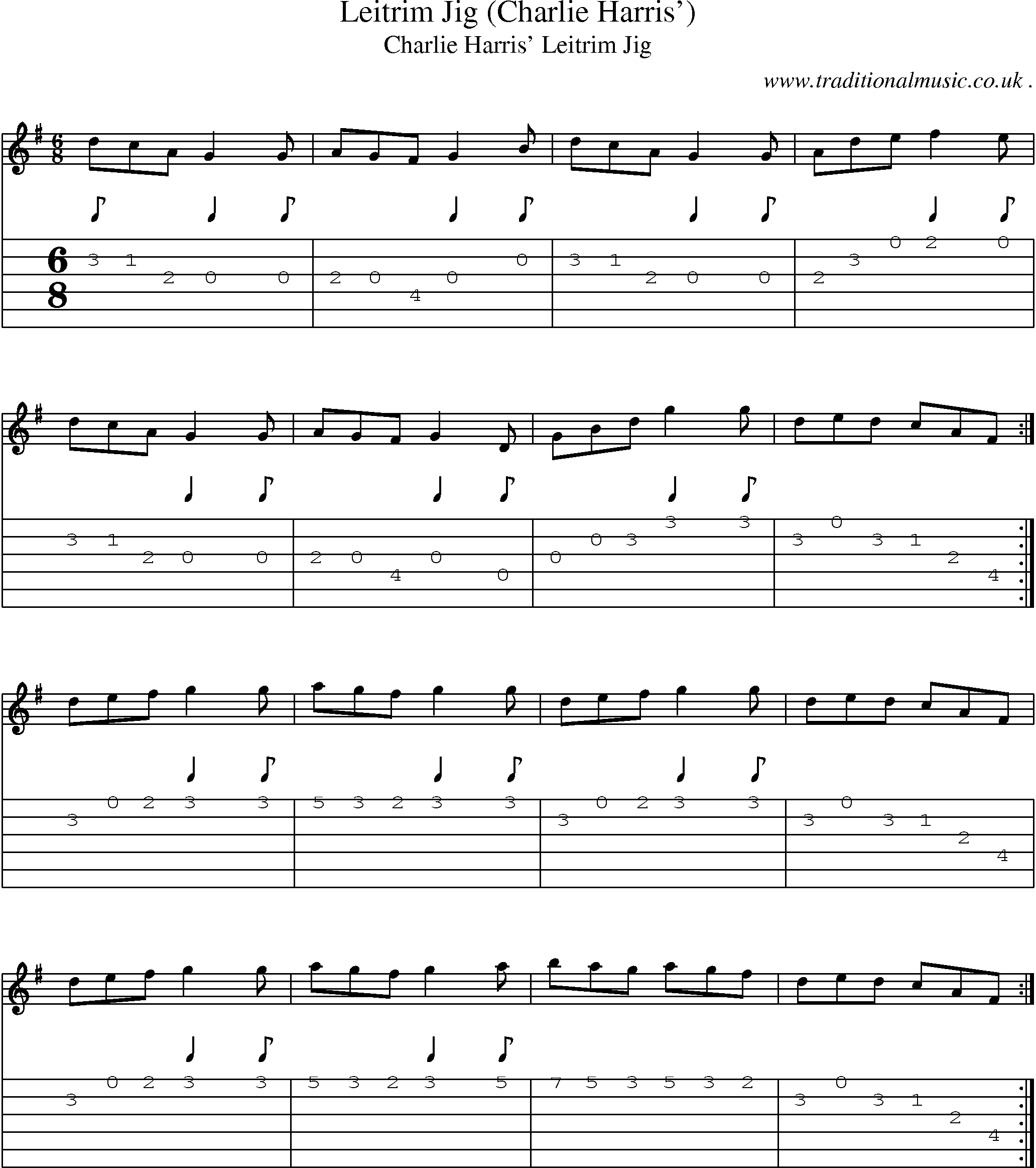 Sheet-Music and Guitar Tabs for Leitrim Jig (charlie Harris)