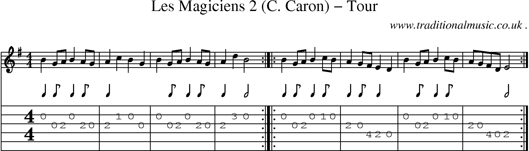 Sheet-Music and Guitar Tabs for Les Magiciens 2 (c Caron) Tour