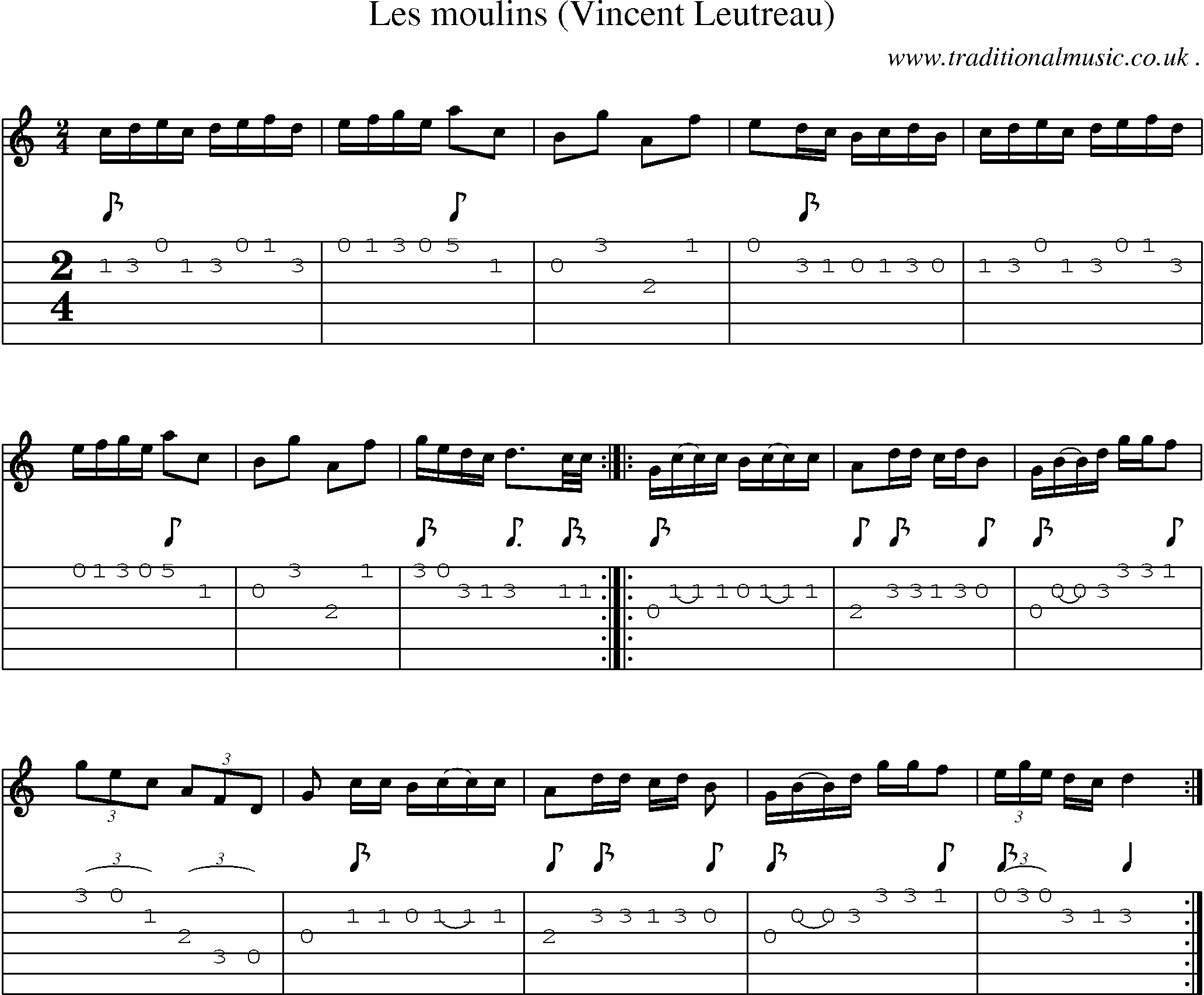 Sheet-Music and Guitar Tabs for Les Moulins (vincent Leutreau)