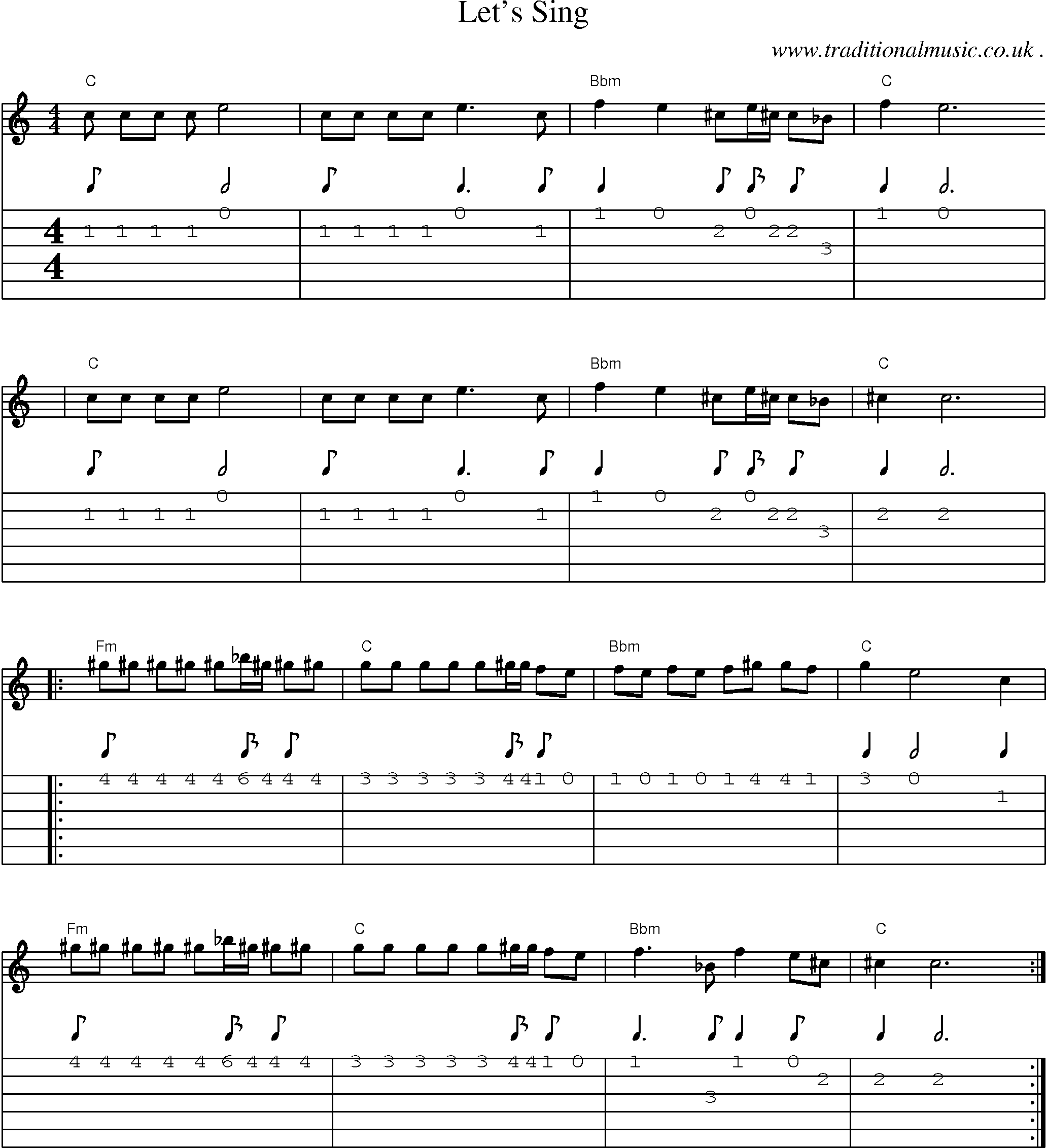 Sheet-Music and Guitar Tabs for Lets Sing