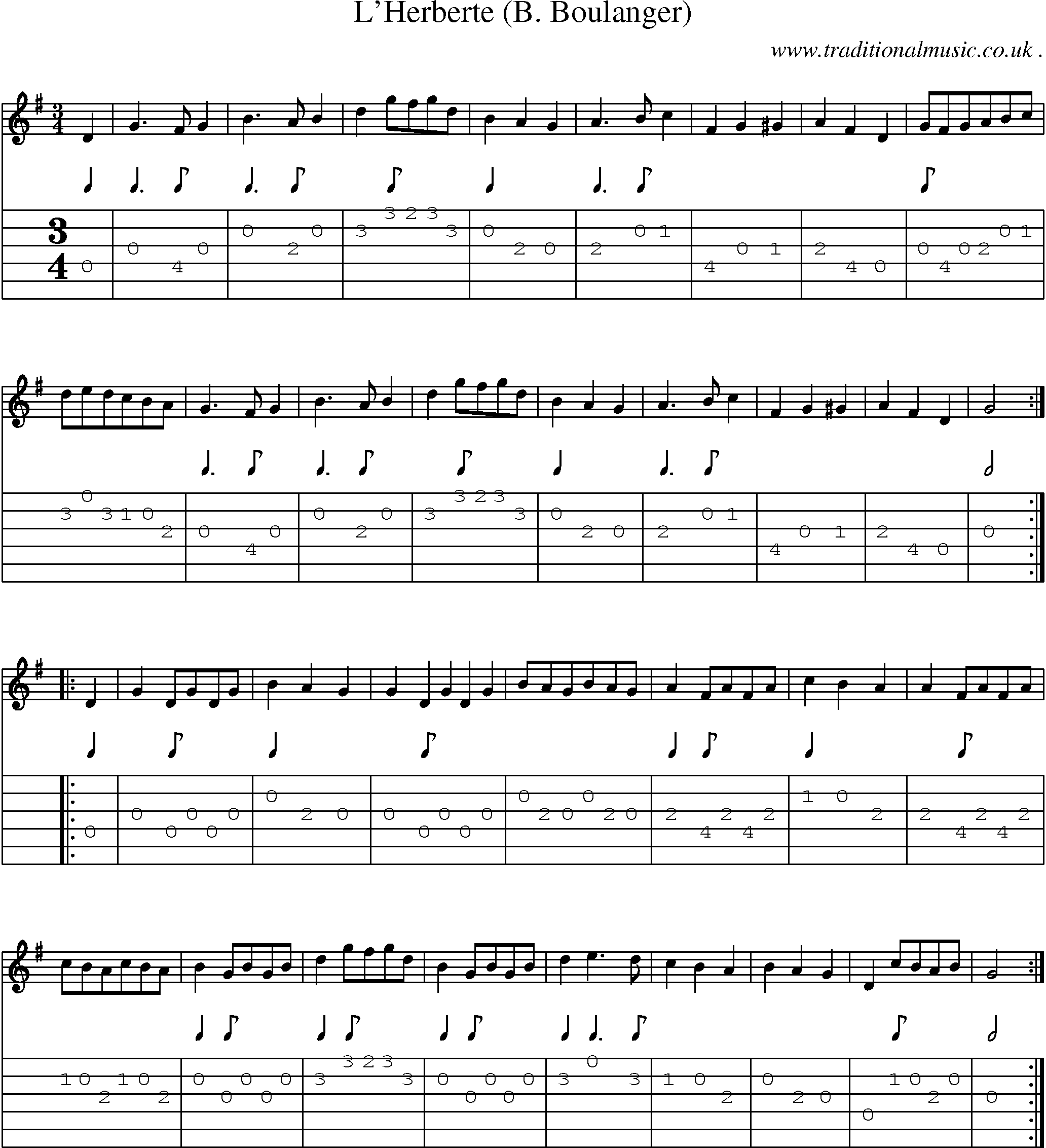 Sheet-Music and Guitar Tabs for Lherberte (b Boulanger)