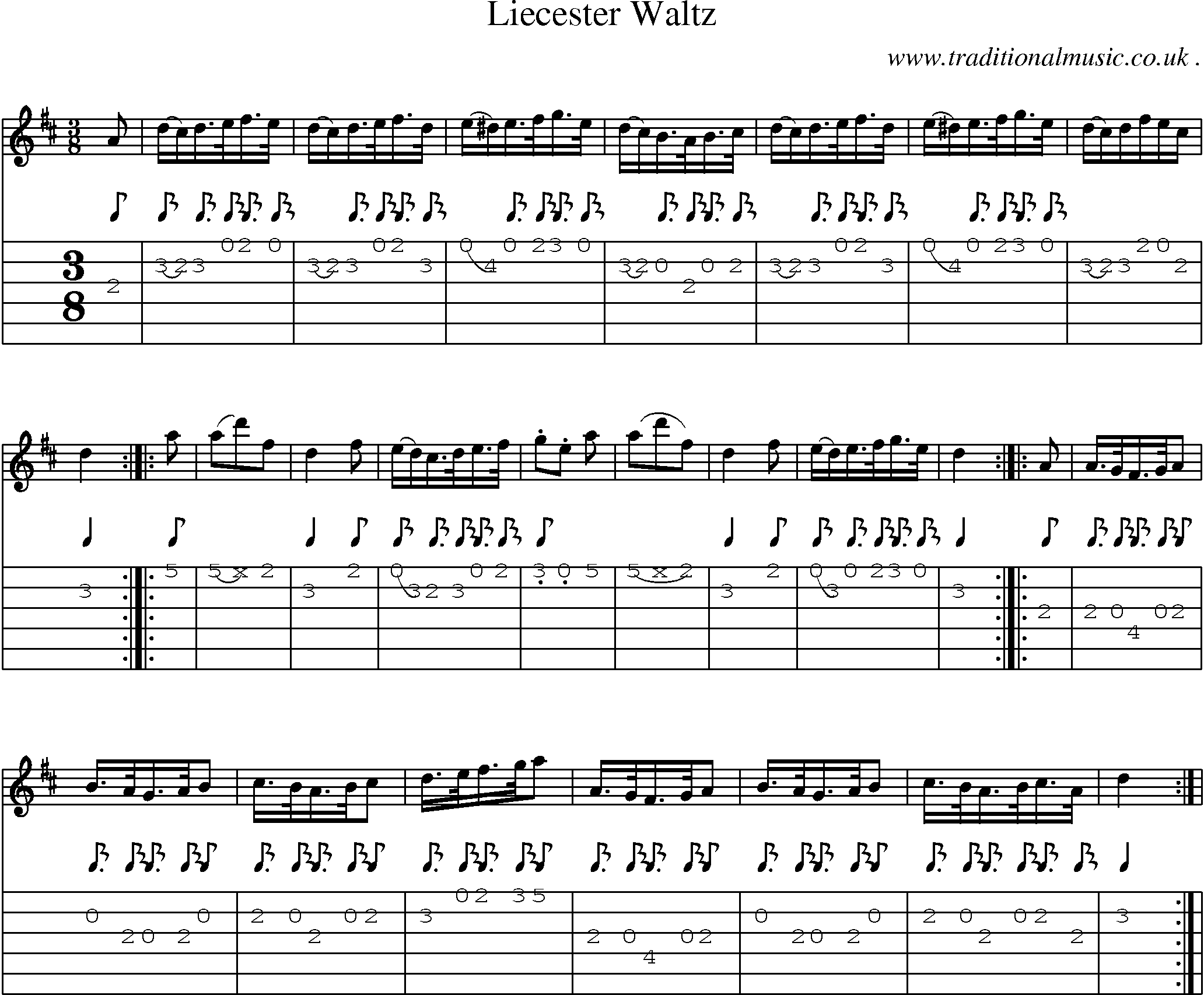 Sheet-Music and Guitar Tabs for Liecester Waltz