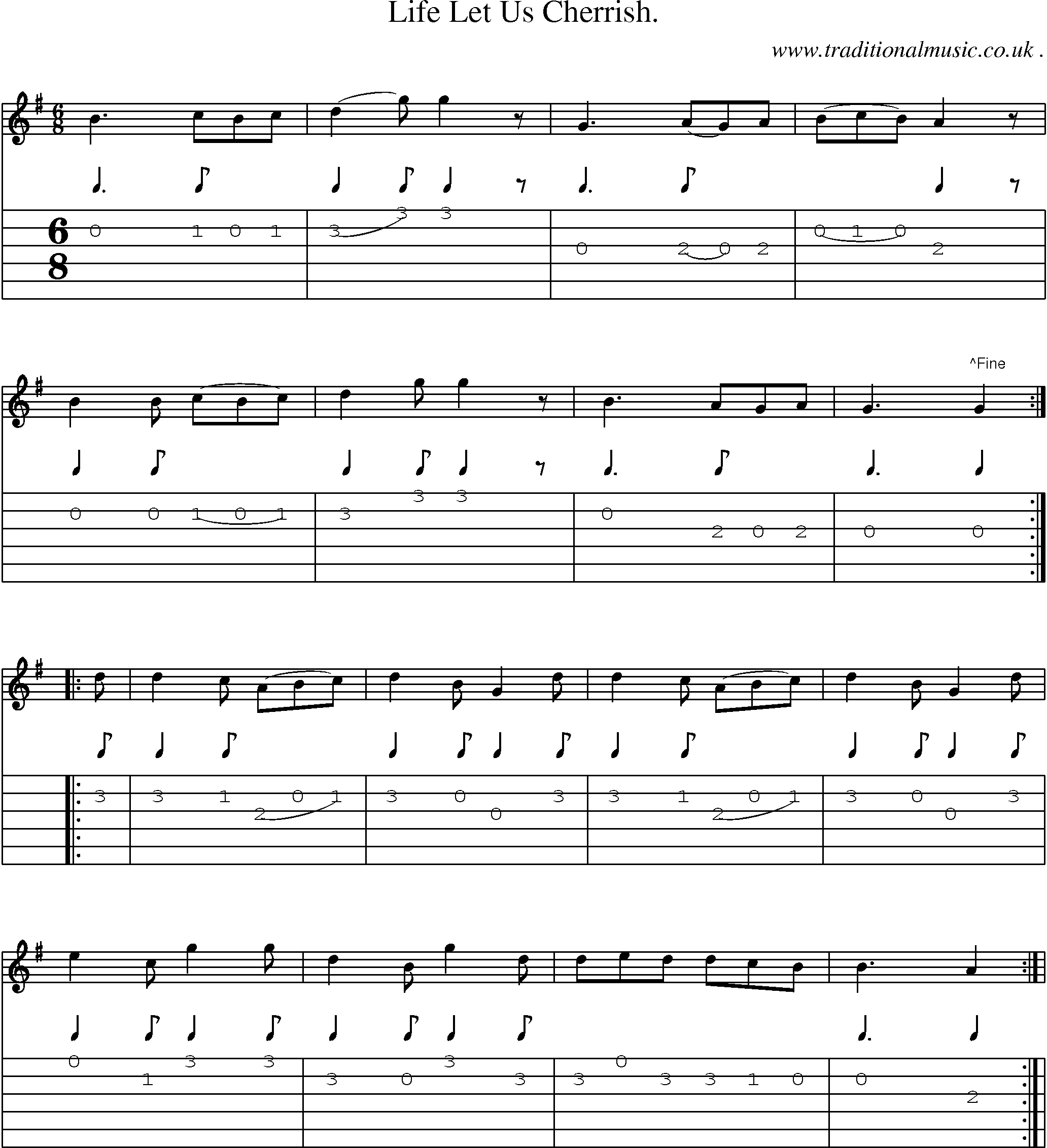 Sheet-Music and Guitar Tabs for Life Let Us Cherrish