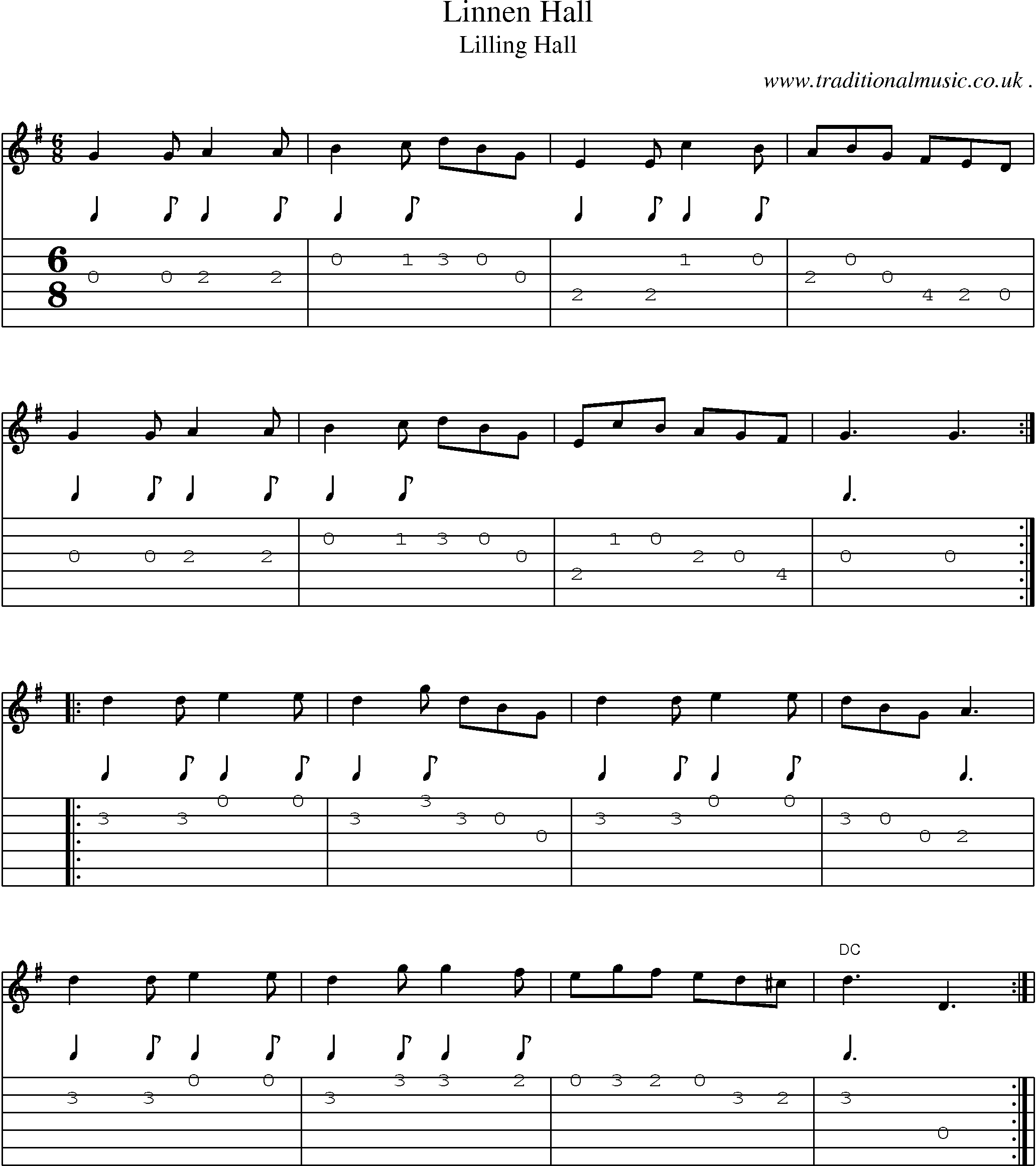 Sheet-Music and Guitar Tabs for Linnen Hall